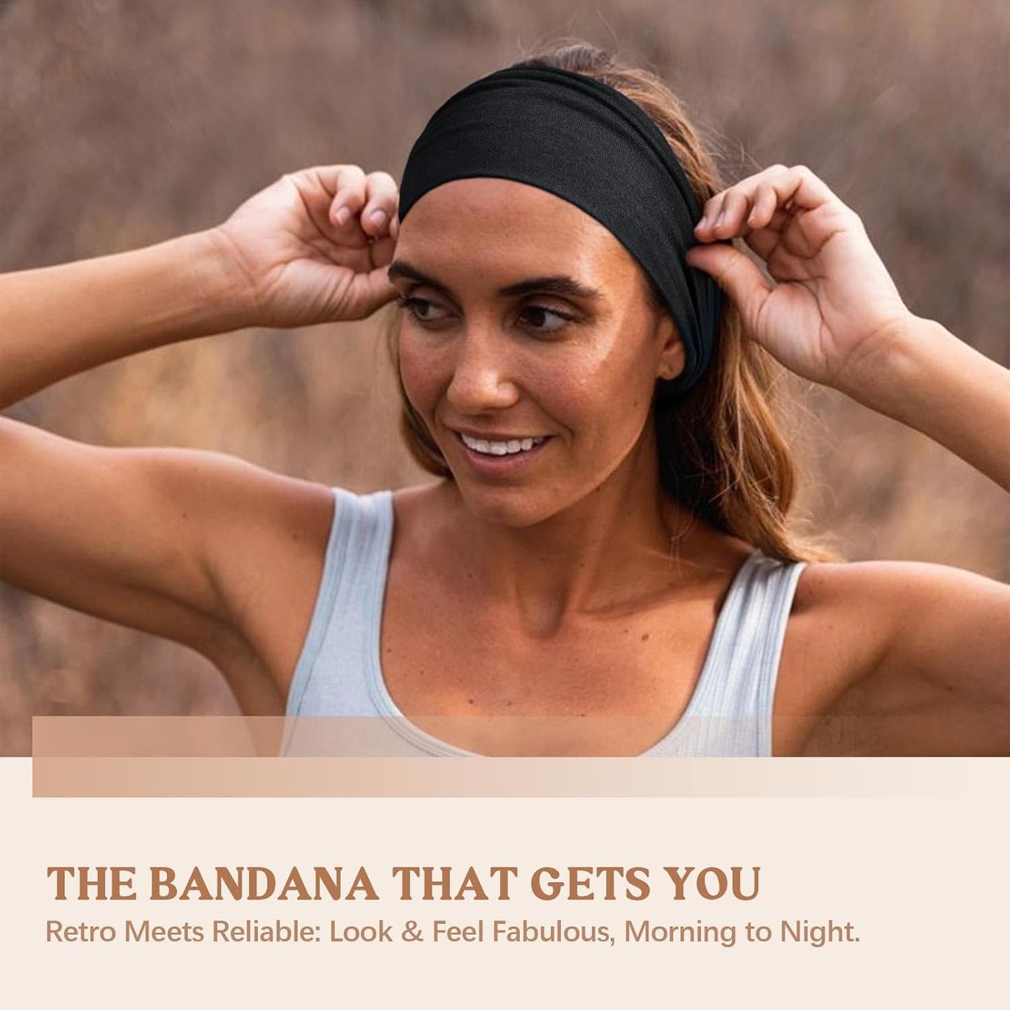 Wide Headbands for Women Knotted No Slip Head Bands Soft Turban Headband Hair Accessories Boho African Solid Color Head Wraps for Women Yoga Workout Pack of 6 (Fashion)