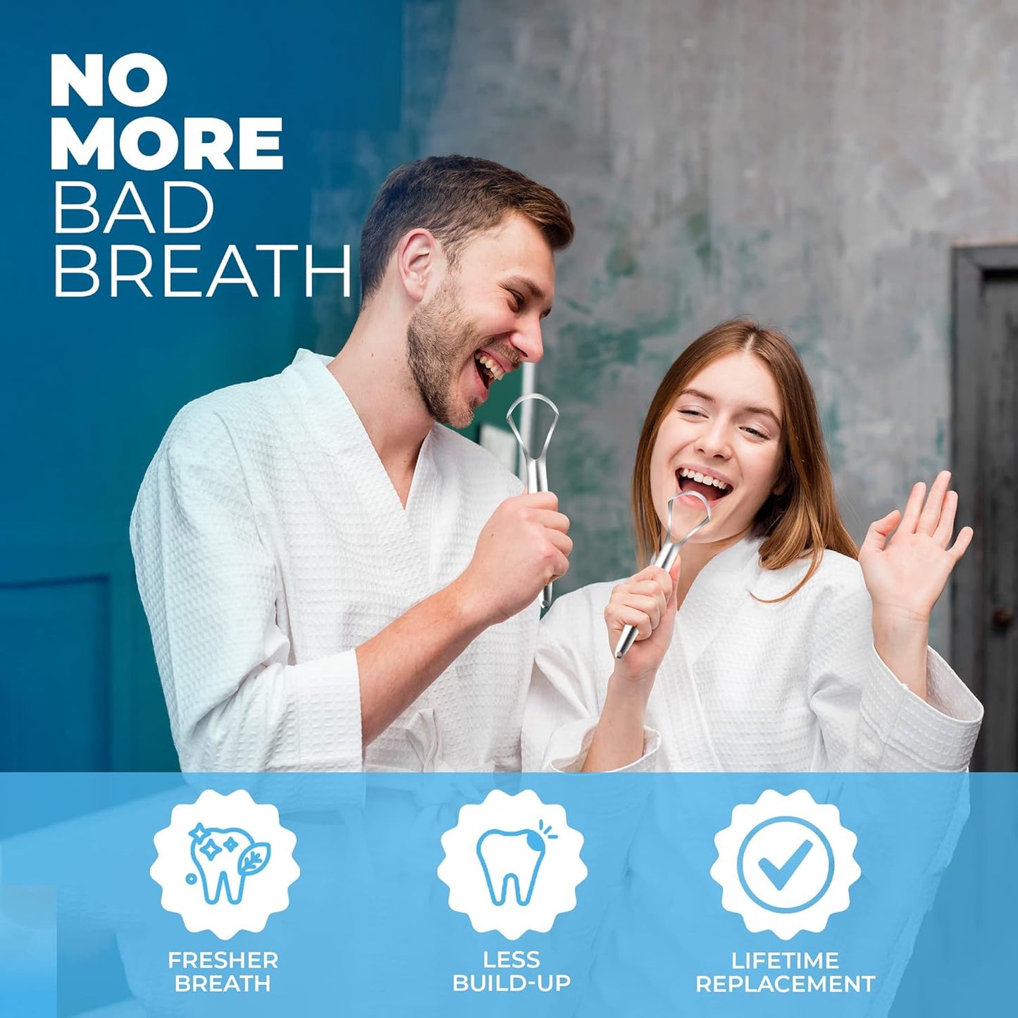 HOKIN Tongue Scraper for Adults with Travel Case (1Pcs Oral Care Pack) - 100% Metal Spoon Shaped Tongue Cleaner, Tough Scraper for Oral Hygiene