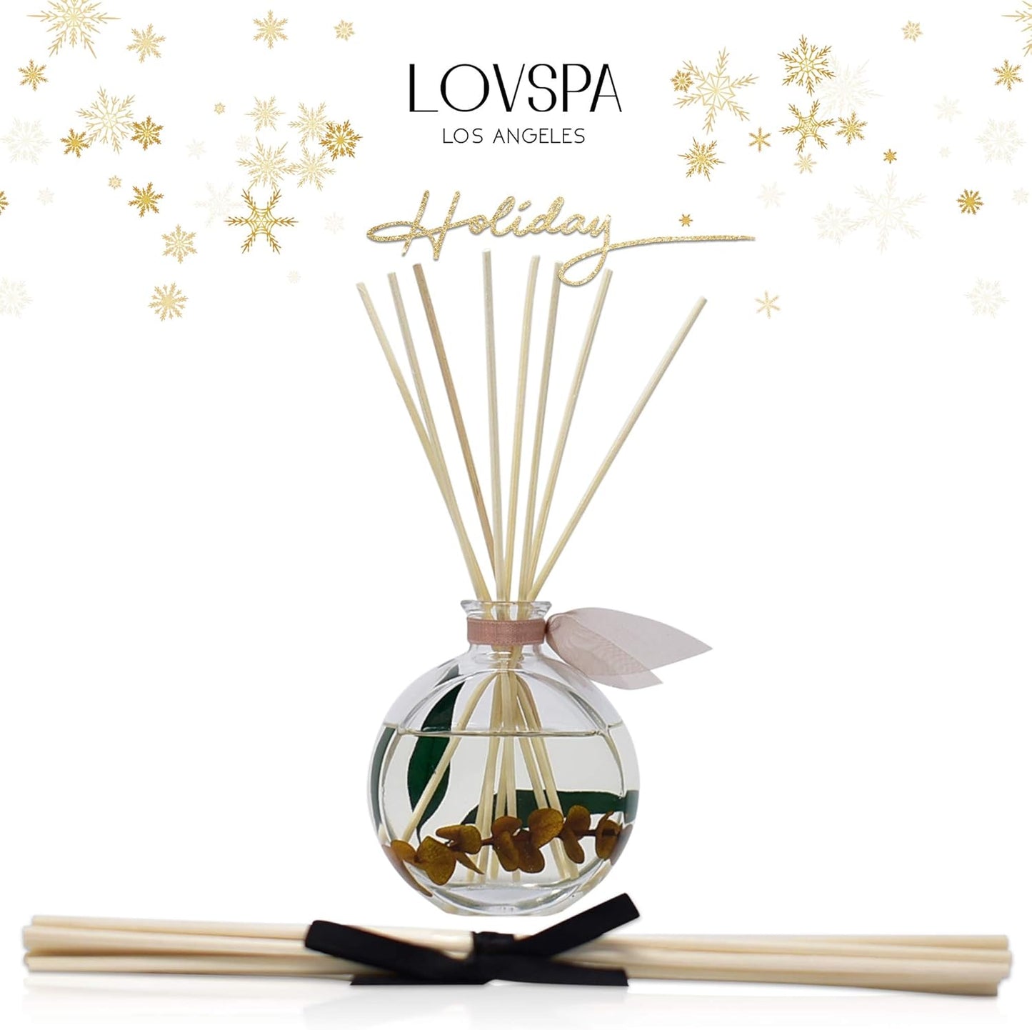 LOVSPA Reed Diffuser Set, Winter Woods Scented Oil Diffuser with Sticks, Home Fragrance Accessories for Bathroom Shelf Decor, Aroma Diffusers for Home or Office Desk, USA Made