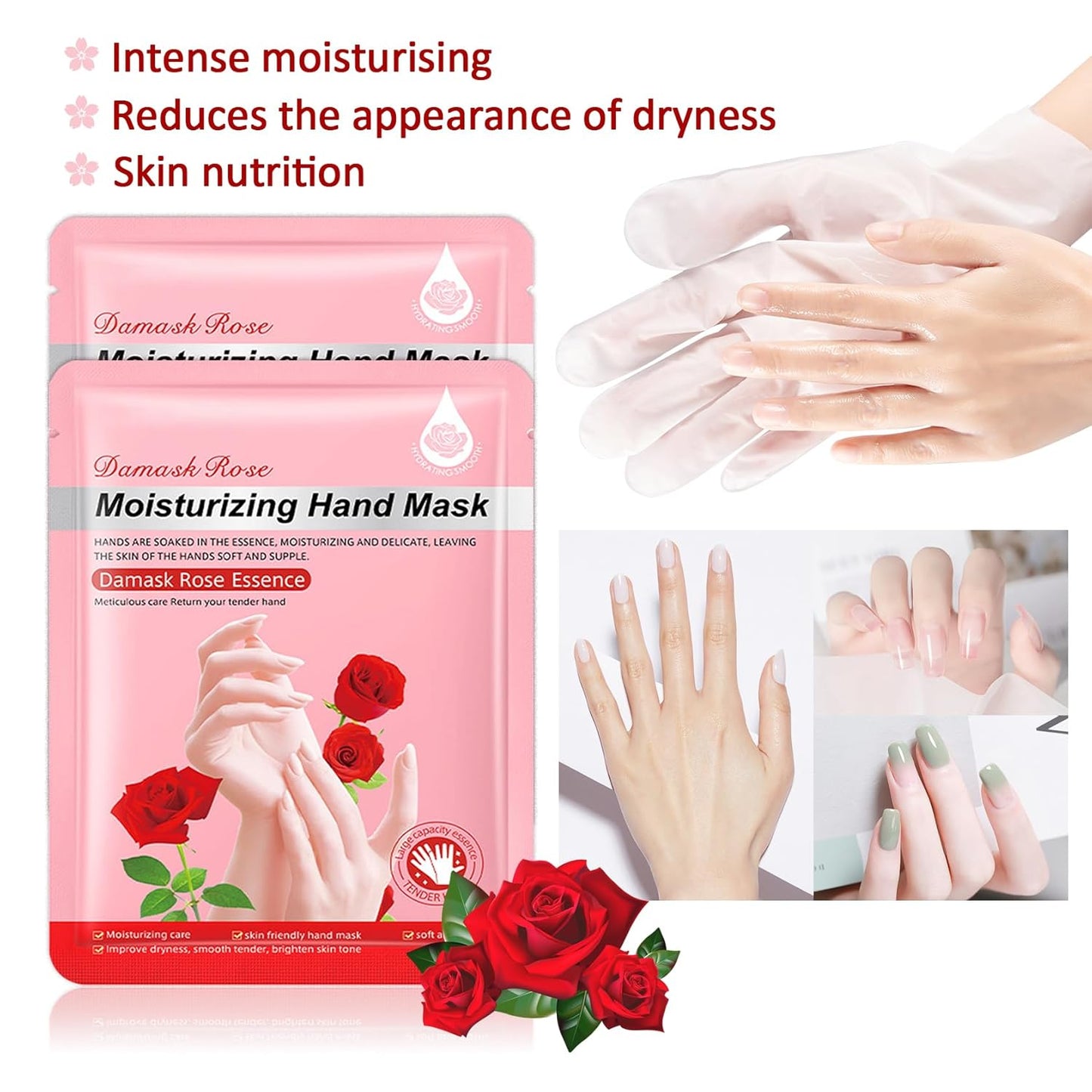 Hand Masks Moisturizing Gloves,6 Pairs Hydrating Hand Peel Masks Gift Set for Dry Cracked Hands Care,Long-lasting and Non-greasy Hand Moisturizer Gloves for Women P