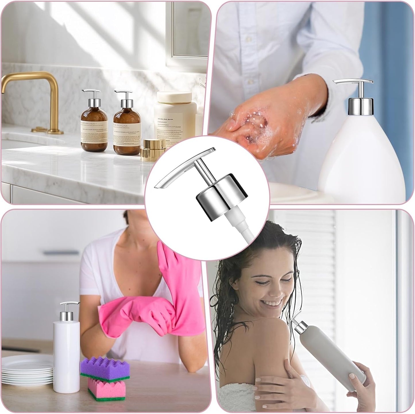 2 Pcs Soap Dispenser Pump Replacement, Reusable Soap Pump Replacement for Lotion Soap Replacement Pump for Soap Dispenser Replacement Soap Dispenser Pump for Kitchen Bathroom (Silver)