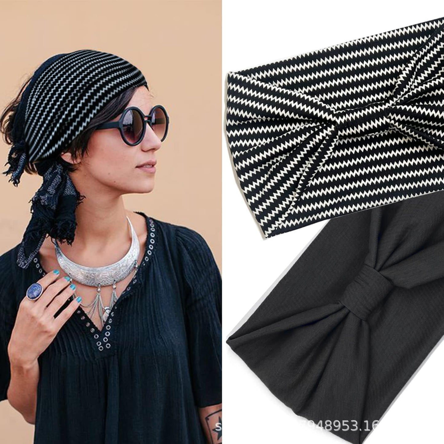 K-Elewon 3 Pack Women Wide Elastic Head Wrap Headband Sports yoga Hair Band