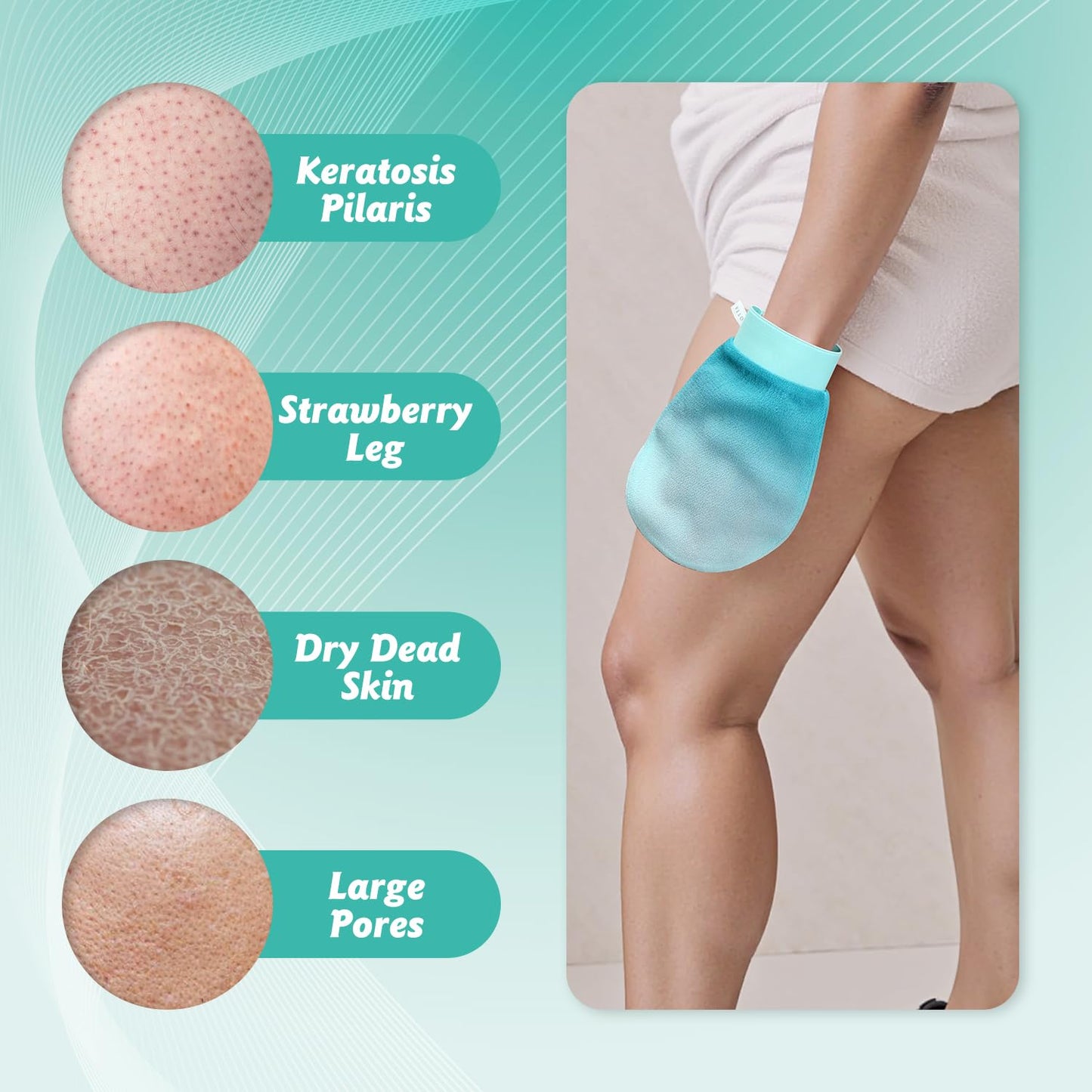 LOTTA Dreamy-Glow Deep Exfoliating Glove - Vegan Dead Skin Removal Body Scrub Mitt Bath Washcloth for Women Shower Exfoliation (Jungle Mist)