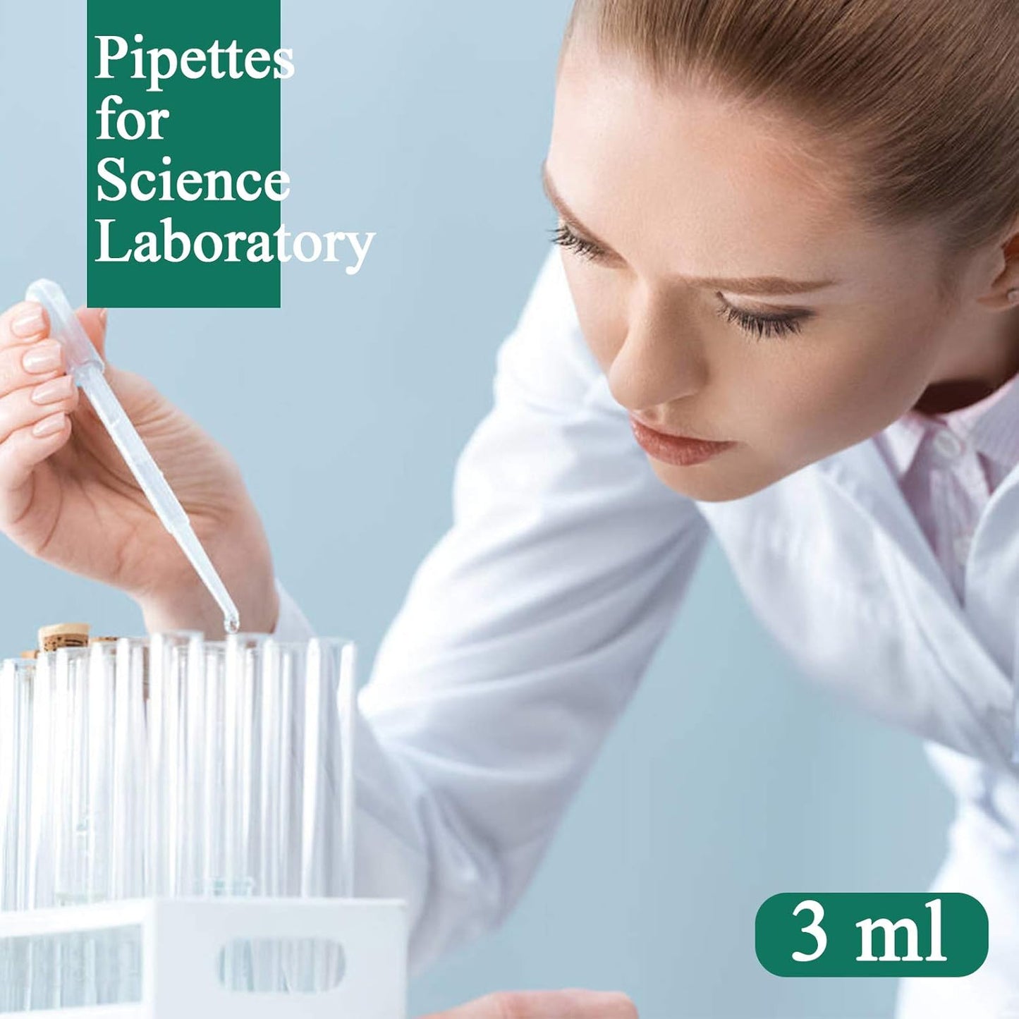 moveland 3ml Disposable Plastic Transfer Pipettes, Calibrated Dropper Suitable for Science Laboratory, DIY Art (300)