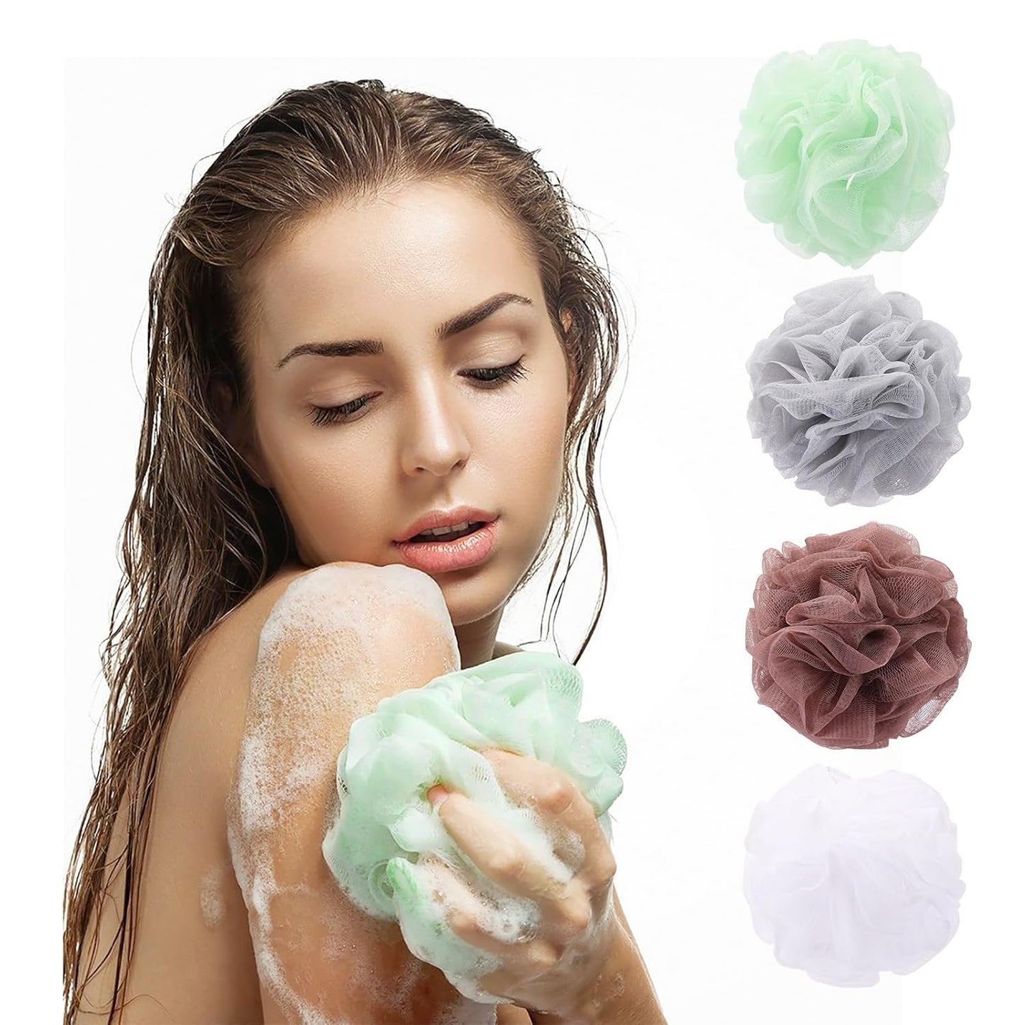 8 Small Mesh Pouf Bath Sponge - Mesh Loofah Body Exfoliating Shower Ball Shower Sponge