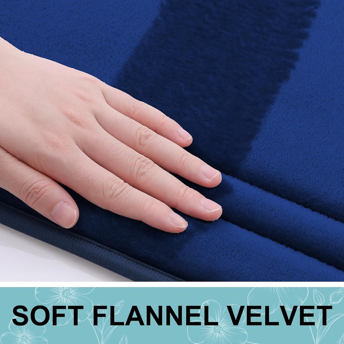 Grandaily Memory Foam Bath Mat Rug 44x24, Ultra Soft, Non-Slip and Absorbent Bathroom Rugs, Machine Wash Dry, Comfortable Bath Carpet for Bathroom Floor, Tub and Shower, Navy Blue