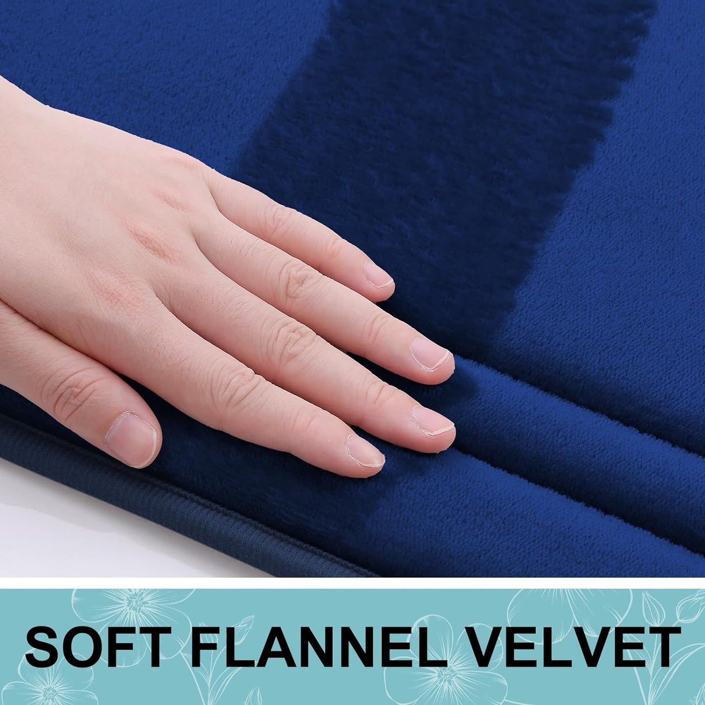 Grandaily Memory Foam Bath Mat Rug 70x24, Ultra Soft, Non-Slip and Absorbent Bathroom Rugs, Machine Wash Dry, Comfortable Bath Carpet for Bathroom Floor, Tub and Shower, Navy Blue