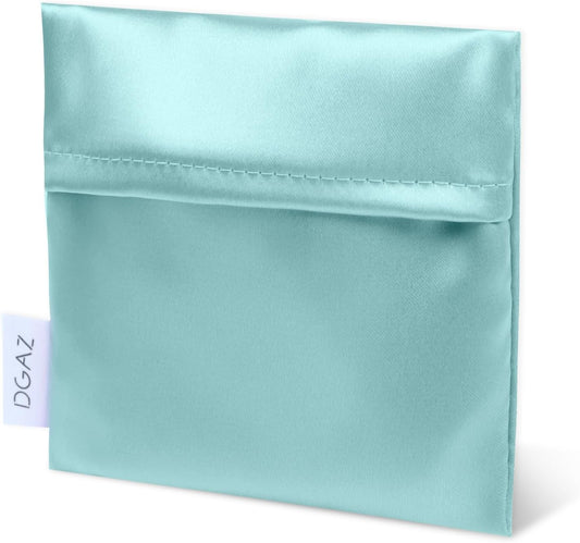 DGAZ Silk Sanitary Napkin Storage Bag, Period Bag for Teen Aged Girls, Portable Period Bag for Panty Liners/Menstrual Cup/Small Tampons，Mini Makeup Bag for Purse(Blue Zephyr)