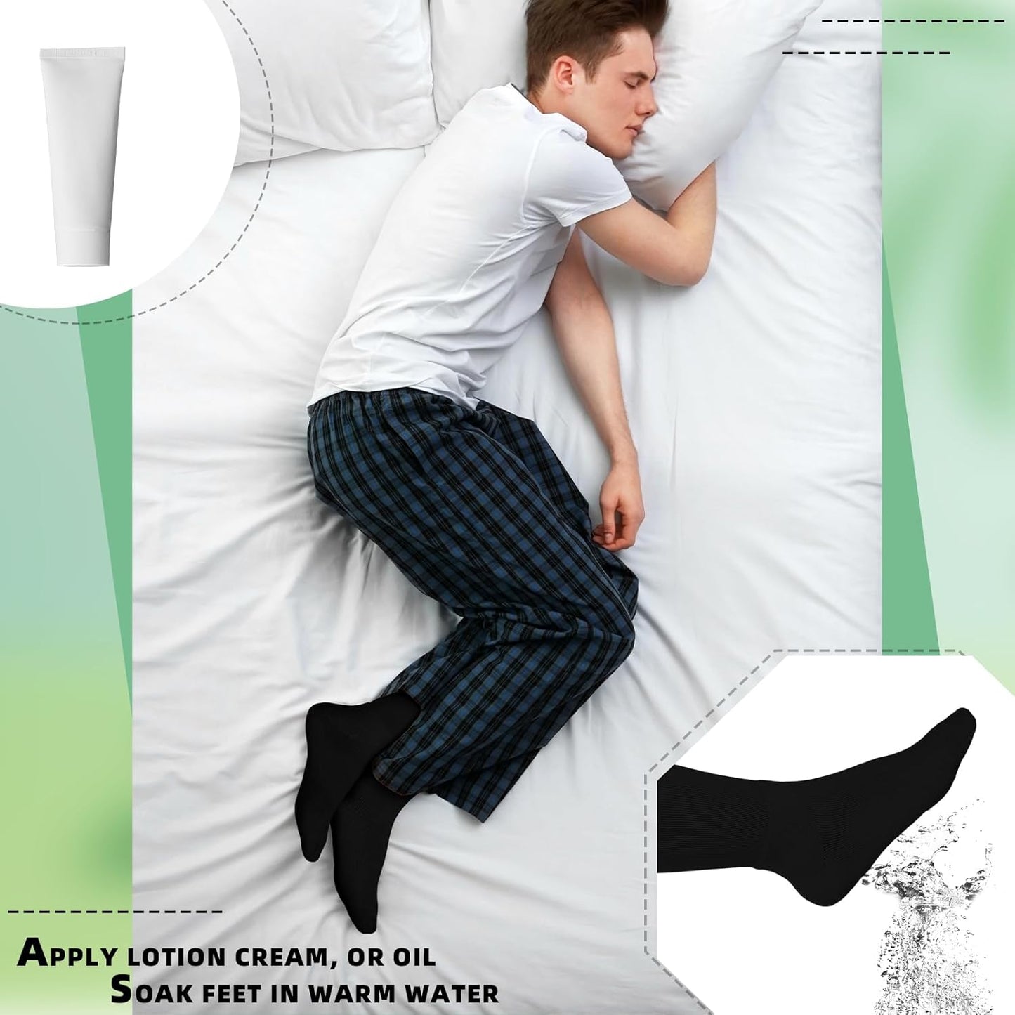 4 Pairs Cotton Soft Eczema Socks White and Black Hydrating Moisturizing Therapy Cotton Socks Eczema Relief for Adult Wet Wrap Non Itch Soft Feet Treatment