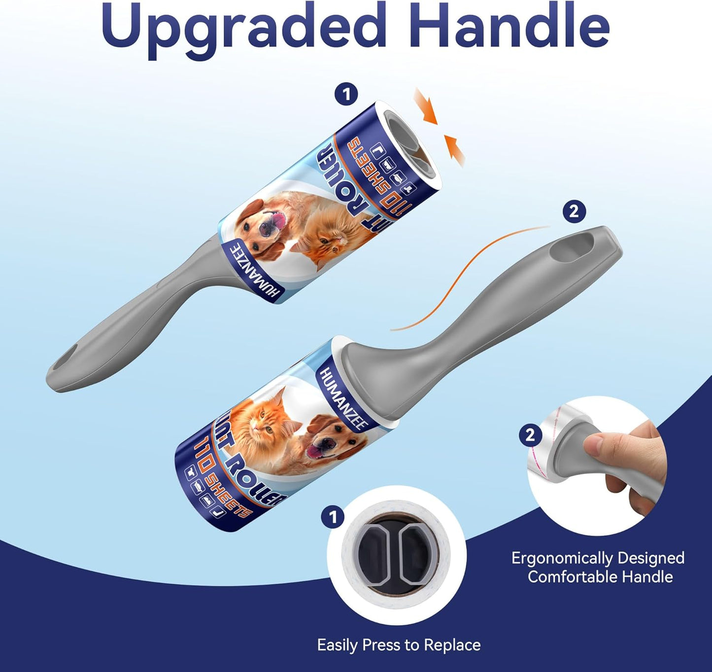 Lint Rollers for Pet Hair Extra Sticky,880 Sheets Mega Value Set with Reinforced 4 Handles and 8 Replaceable Tough Papers, Portable Pet Lint Remover for Clothes, Sofa Bed, Car Seat, and More