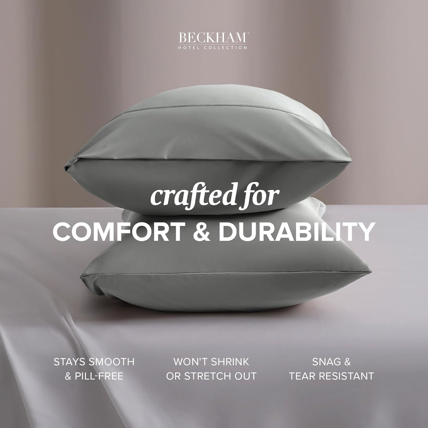 Beckham Hotel Collection Cooling Pillowcases for Hot Sleepers, King Size Set of 2, Cool Bedding, Envelop Closure, Silky Soft, Breathable, Moisture-Wicking, Dark Gray