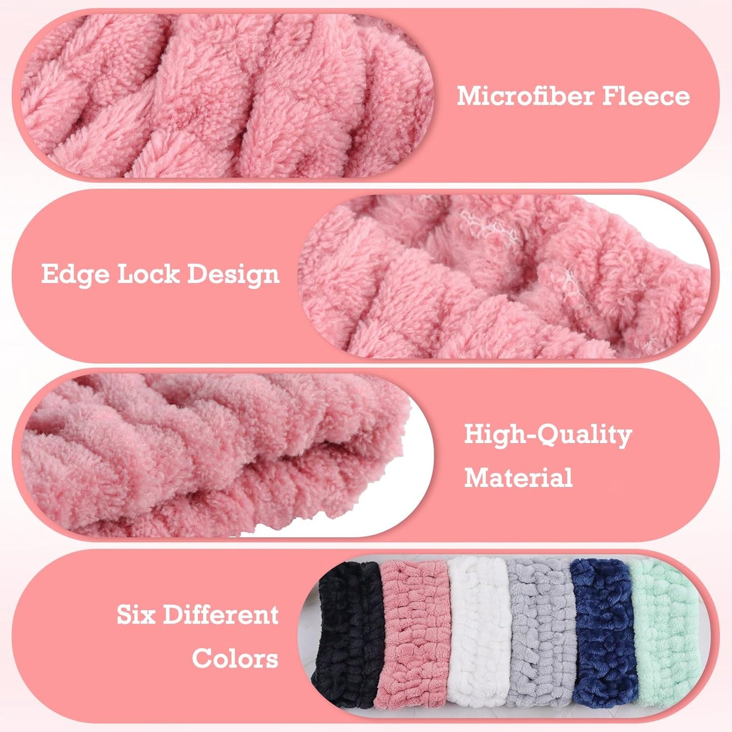 6PCS Spa Headband for Women – Soft Terry Cloth Hairband for Facial Makeup, Face Washing, Masking, Showering, and Spa Treatments (Multiple colors)