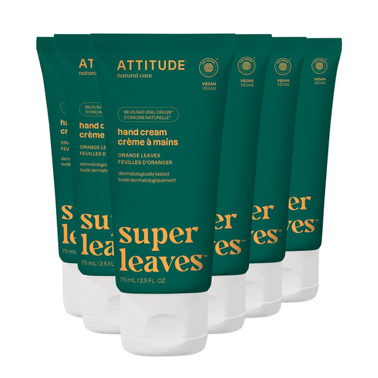 ATTITUDE Hand Cream, EWG Verified, Plant and Mineral-Based, Vegan Personal Care Products, Orange Blossom & Eucalyptus Scent, 2.5 Fl Oz (Pack of 6)