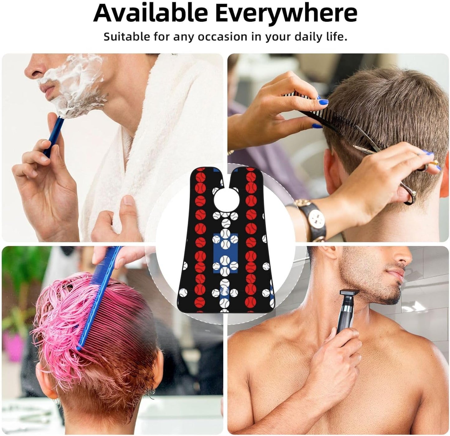 Waterproof Beard Grooming Bib, Baseball Art Black American Flag Shave Bib, Non-Stick Hair Catcher for Shaving Trimming, Apron Essential for Men Dad