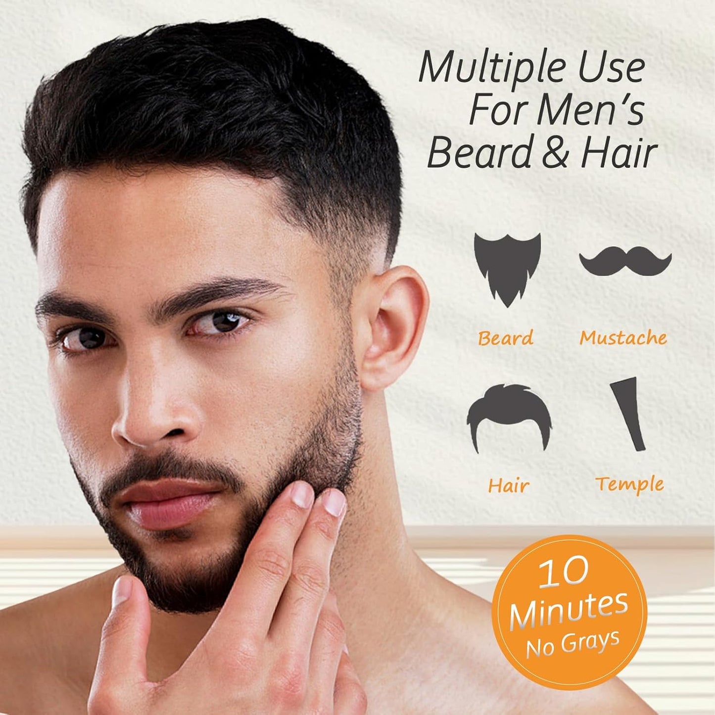 Men's Beard Dye, Brown Beard Dye Shampoo for Gray Hair Coverage, Root Touch Up, 3 in 1 Simpler Hair Color for Men, Long Lasting Hair Dye Shampoo for Beard & Mustache, 200 ml