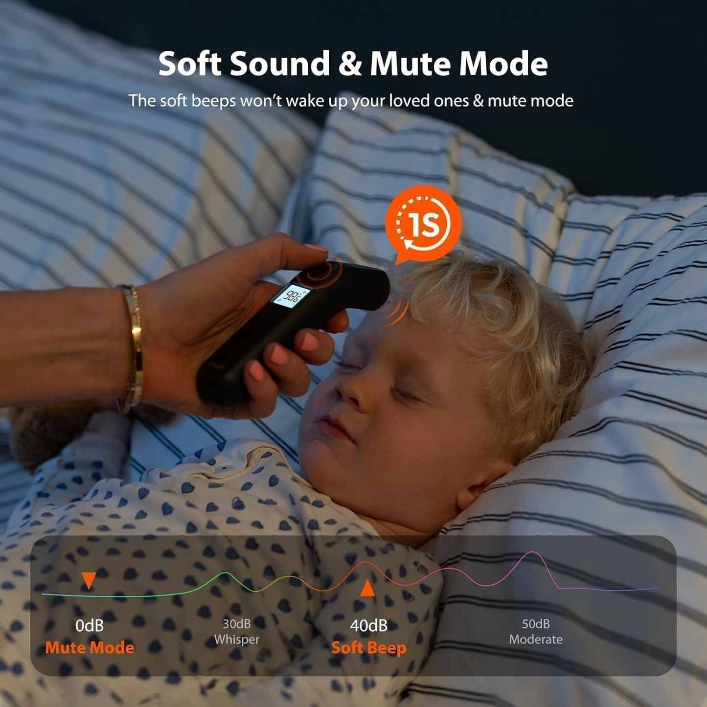 iHealth Touchless Thermometer for Adults and Kids, Color-Coded Alert & Silent Mode, 1-Second Accurate Fever Check, Portable for Home, Travel Use - PT2L Black