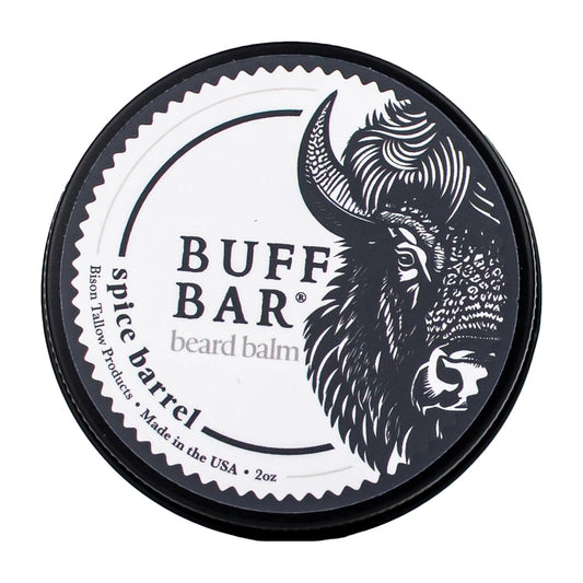 BUFF BAR Pure Bison Tallow Beard Balm - Jojoba Oil, Shea Butter, Beeswax, Clove Essential Oil, Leave in Conditioner, Condition, Strengthen, Nourish, Moisturize, Soften, and All Natural