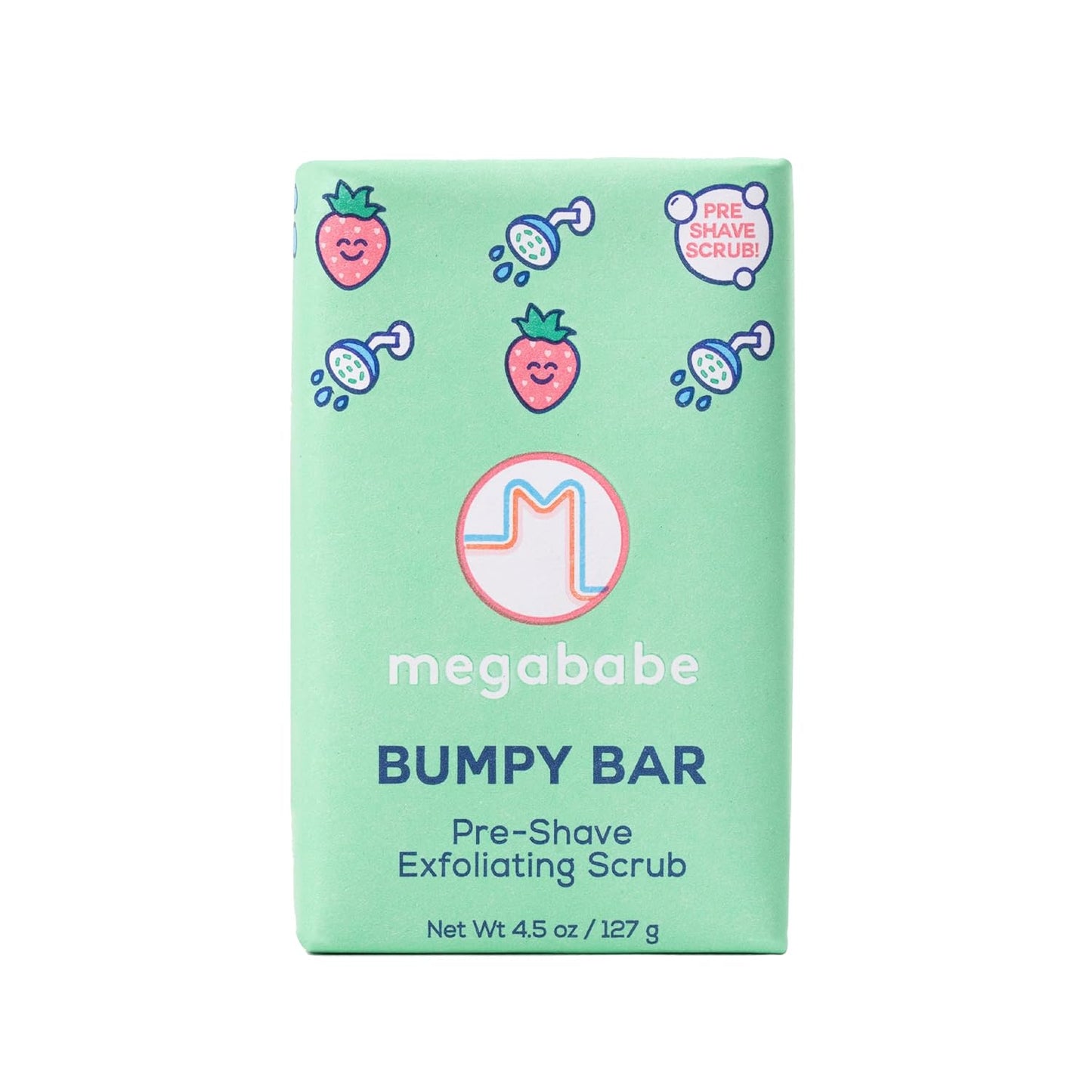 Megababe Bumpy Bar | Pre-Shave Exfoliating Scrub | with Shea Butter, Strawberry Fruit Extract & Ceramides | 4.5 oz
