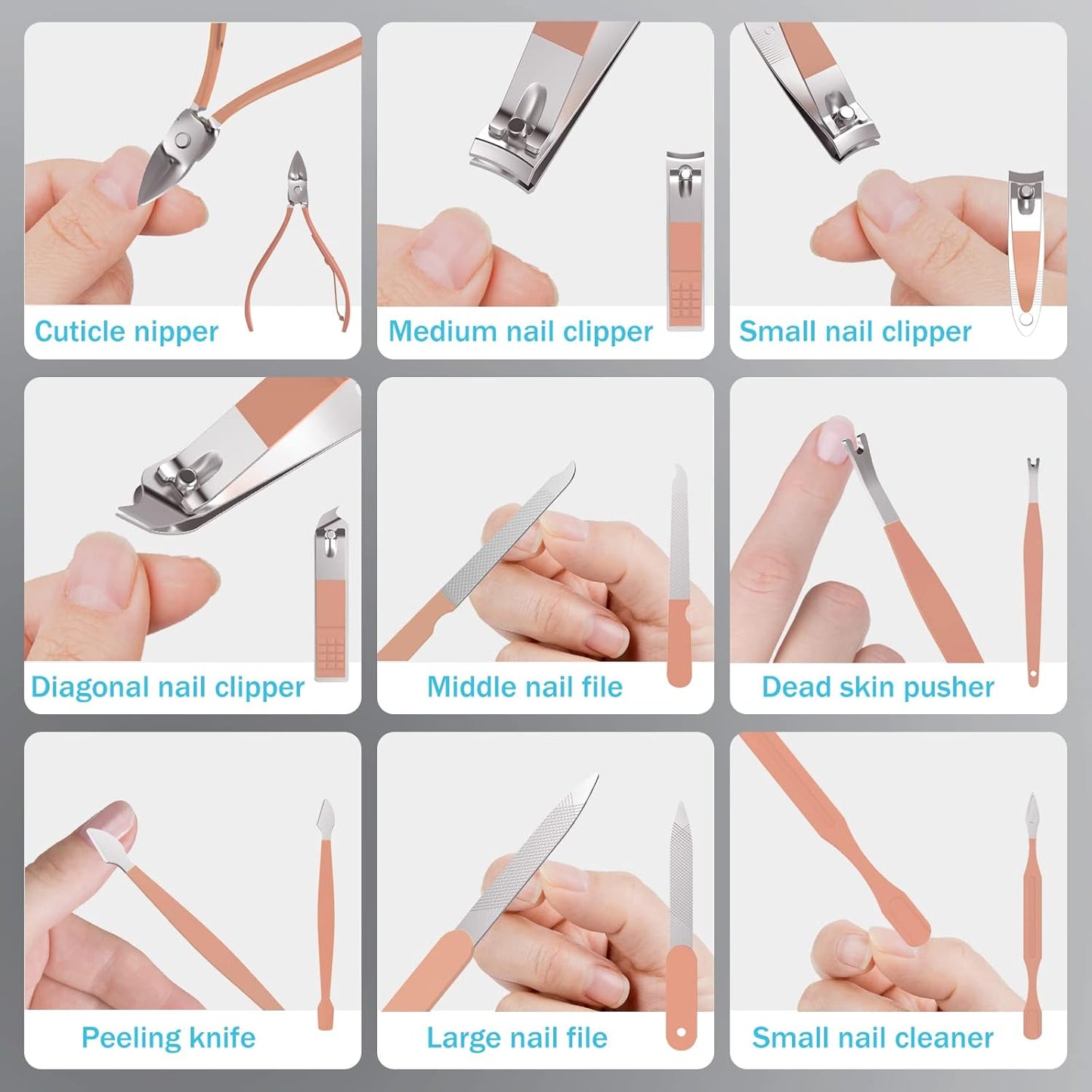 Manicure Set Personal Care, Nail Clipper Kit, Professional Nail Clipper Pedicure Set, Nail Tools with Luxurious Travel Case, Gifts for Men Women Family Friend, 31 Pieces (Pink)