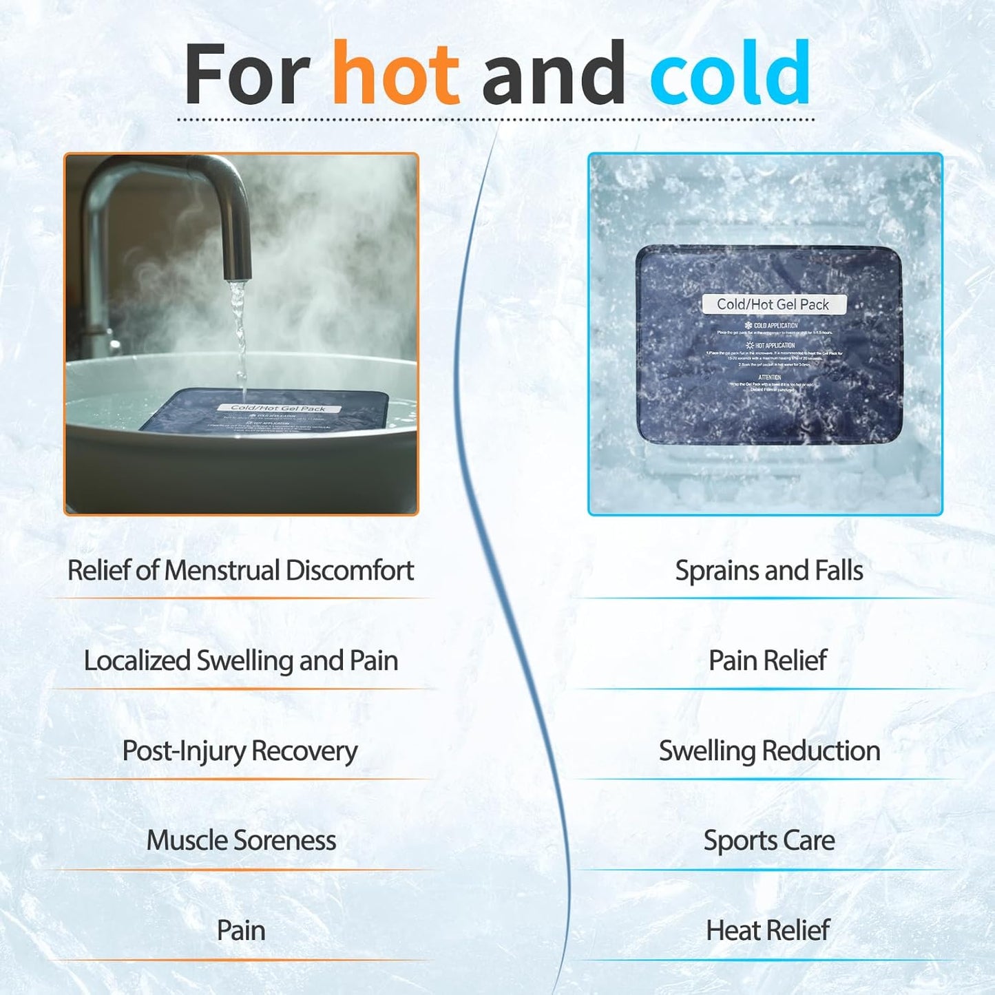 Hot & Cold Gel Packs for Pain Relief 4PCS 4x9 Inch Ice Packs Reusable Blue Cold Packs for Swelling, Bruises, Injuries, Surgery, Toothache (4 Pack)