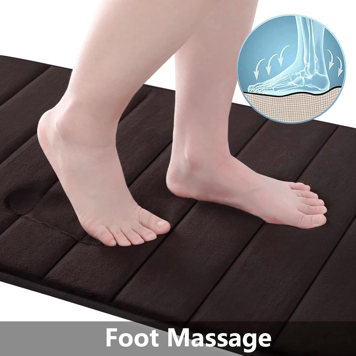 Buganda Memory Foam Bath Mat, 70" x 46", Ultra Soft and Non-Slip Bathroom Rugs, Water Absorbent and Machine Washable Bath Rug Runner for Bathroom, Shower, and Tub, Brown