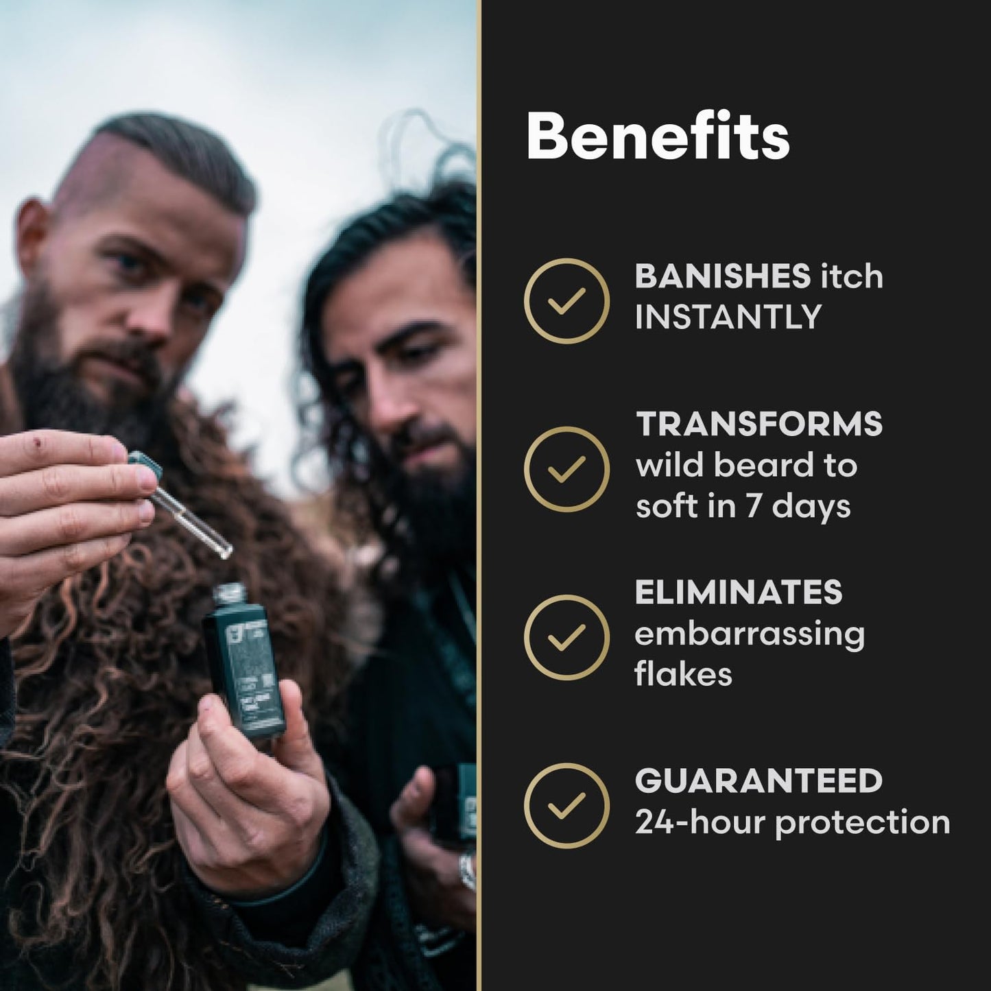 The Beard Struggle Tonic + Elixir Beard Oil Bundle - Gold Collection - Grooming Beard Oil - Softens, Moisturizers, and Strengthens Beard Growth - Pack of 2, Valhalla's Gates