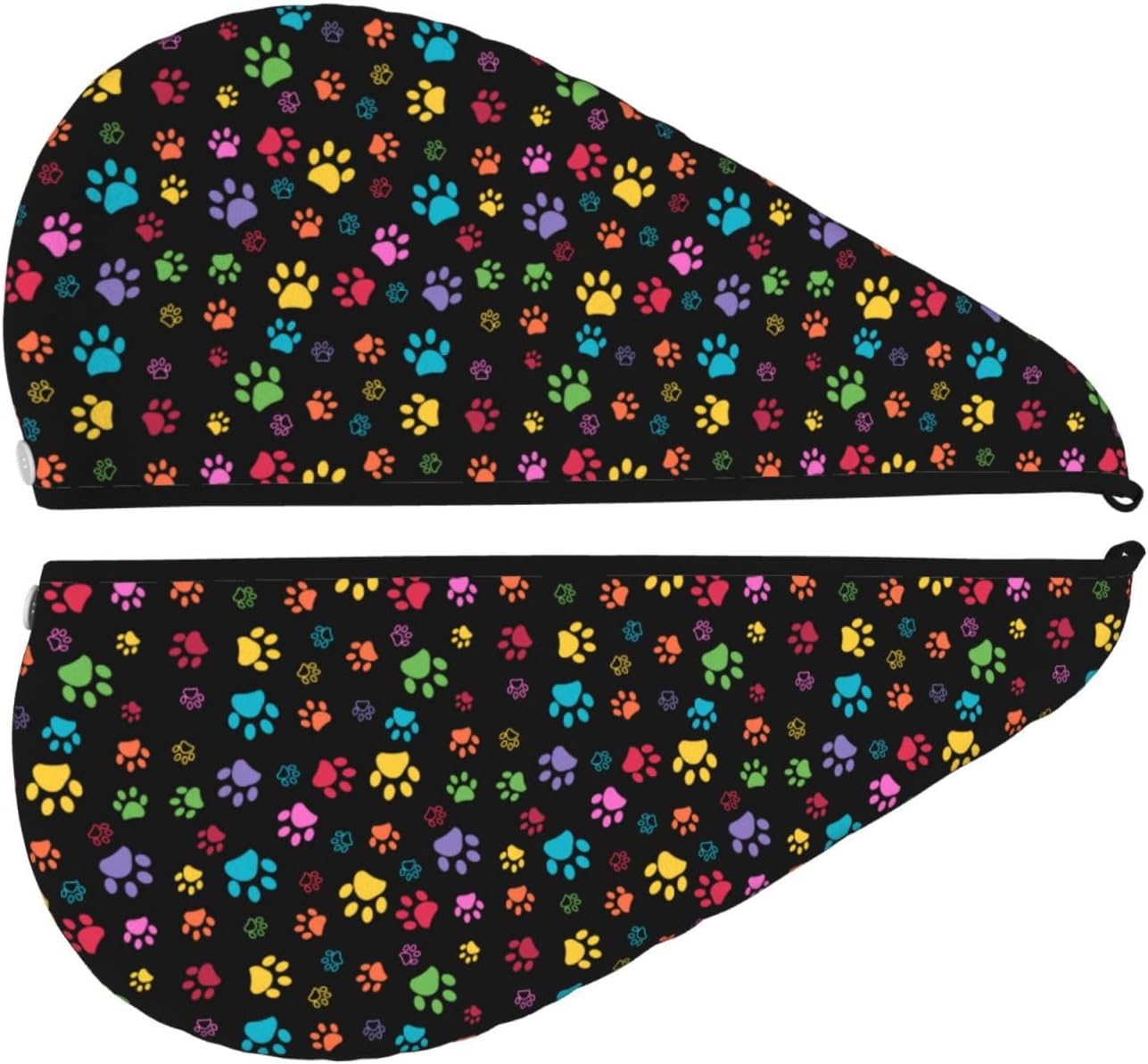 Colorful Paw Pattern Hair Towel Wrap Microfiber Fast Drying Hair Turban with Buttons for Women Drying Curly, Long & Thick Hair