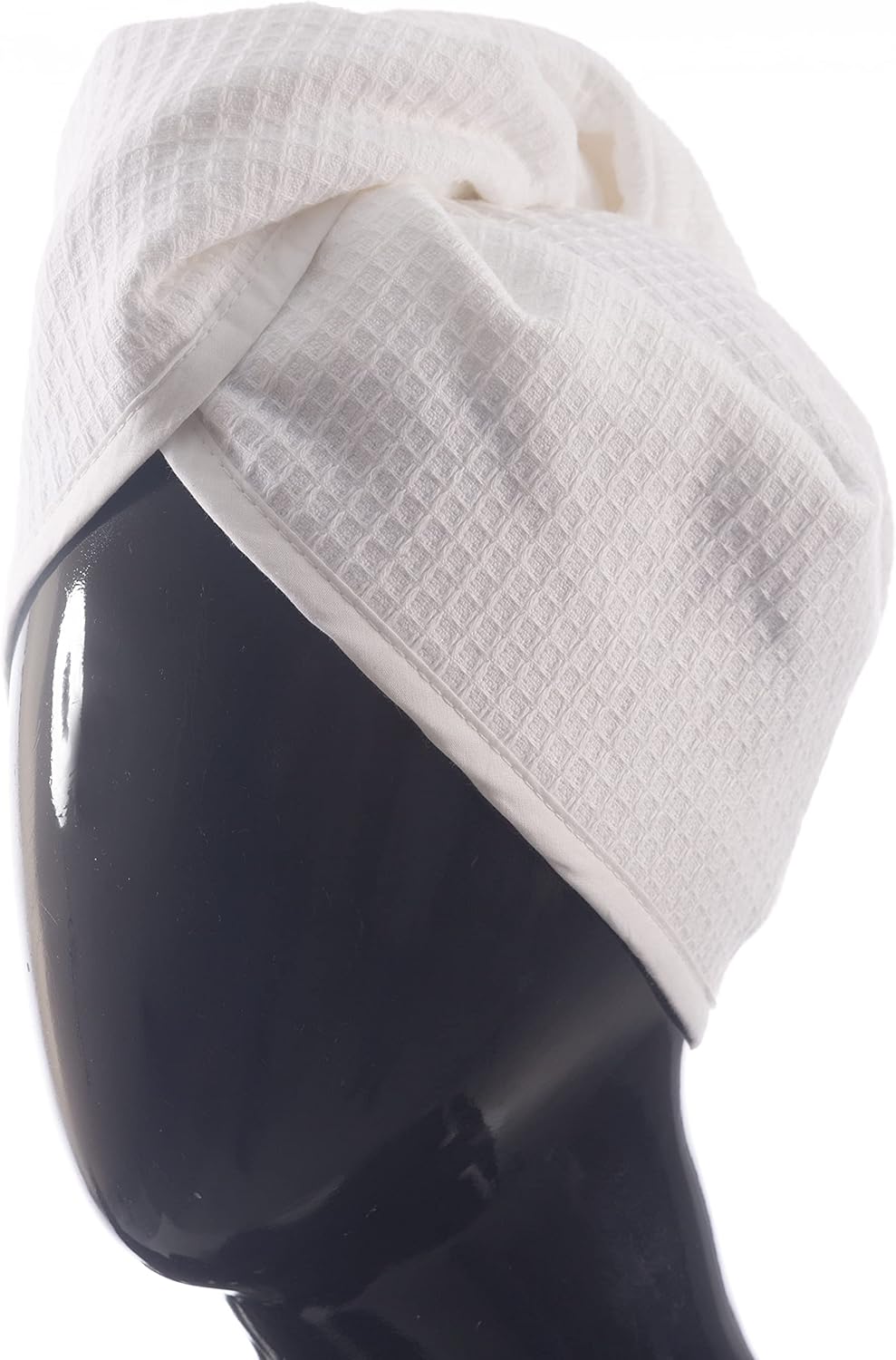 100% Turkish Cotton Hair Towel Wrap for Women,Non Microfiber,400-GSM(Grams per Square Metre),AntiFrizz,Hair Plop Waffle Towels for Curly,Long&Thick Hairs,Turban Head Wrap,1Pack10x26inc(White)