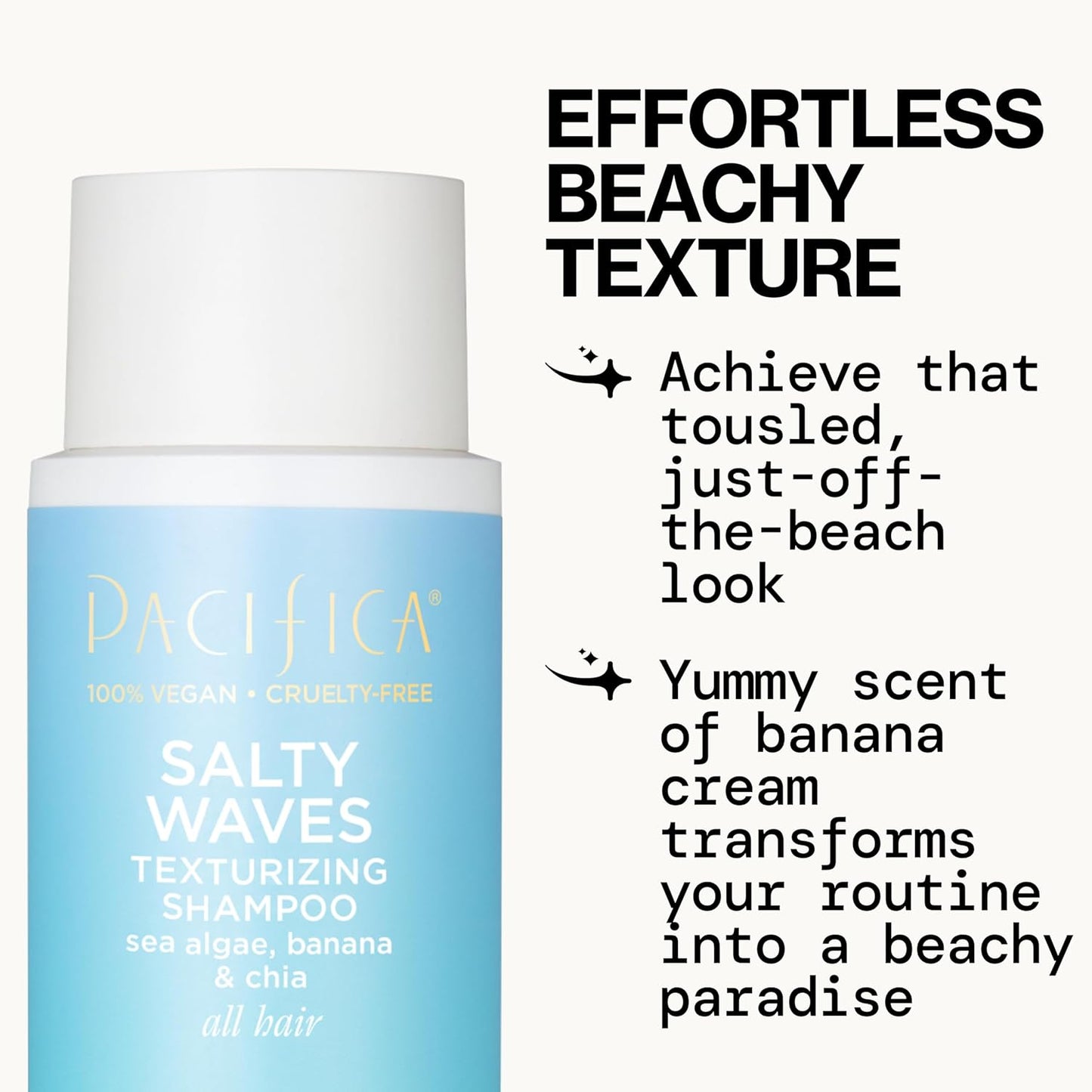 Pacifica Beauty Salty Waves Texturizing Shampoo + Texturizing Conditioner | For All Hair Types | Perfect and Effortless Beach Hair | 100% Vegan & Cruelty Free | Sulfate + Paraben Free