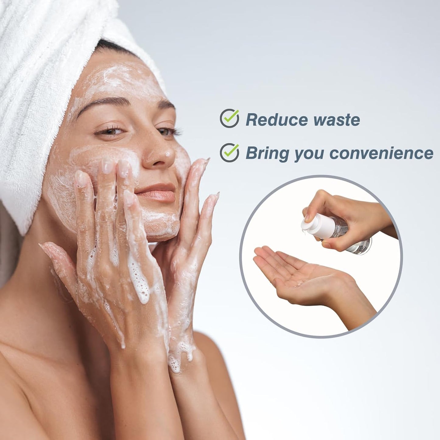 Boenoea Small Pump Bottle 1.7oz/50ml Travel Cosmetic Cream Pump Bottles Empty Pump Dispenser for Shampoo Lotion and Cream 2 Pack Clear