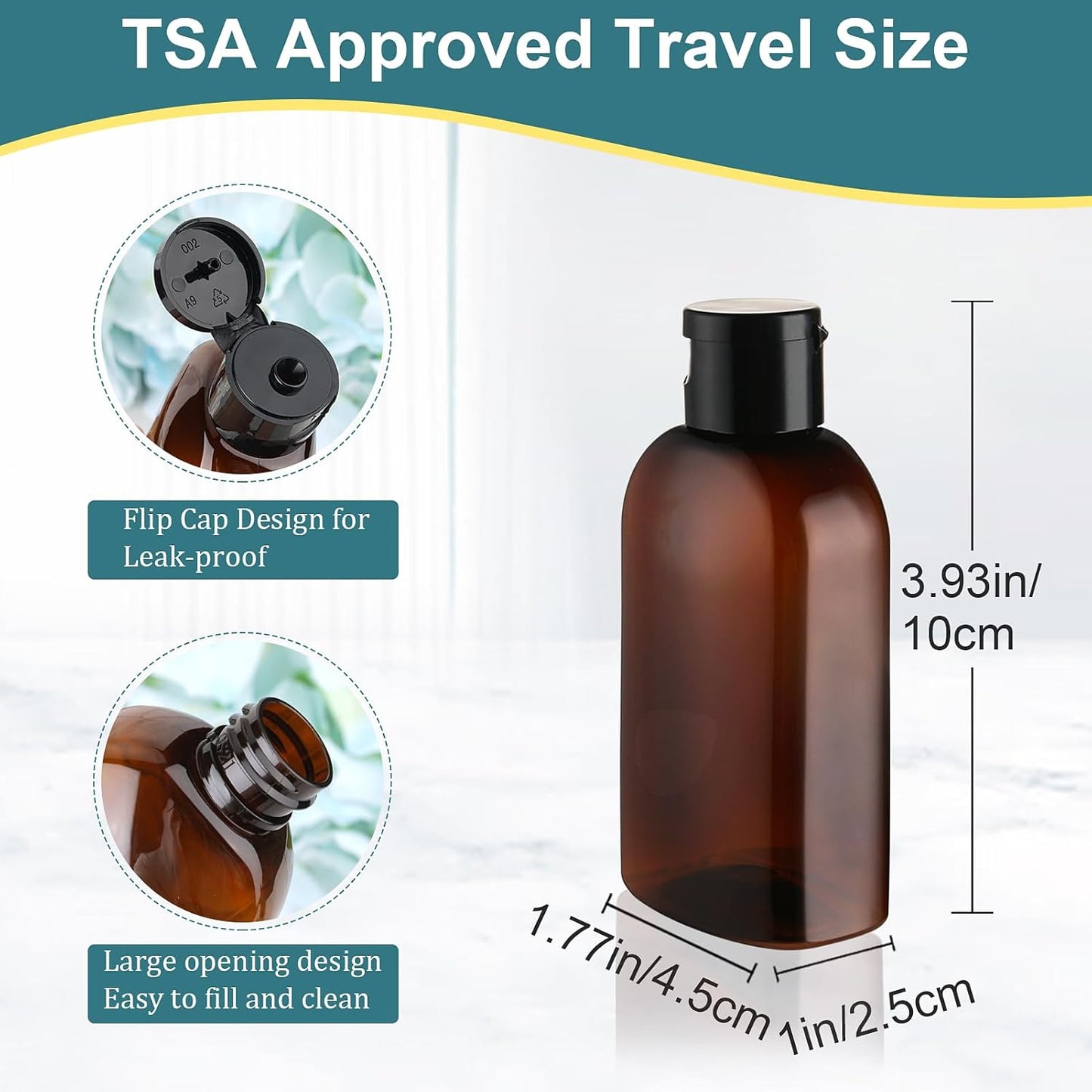 Cosywell Travel Bottles for Toiletries - 6 PCS Shampoo Bottles, TSA Approved Travel Size, Leak Proof Containers with Flip Cap