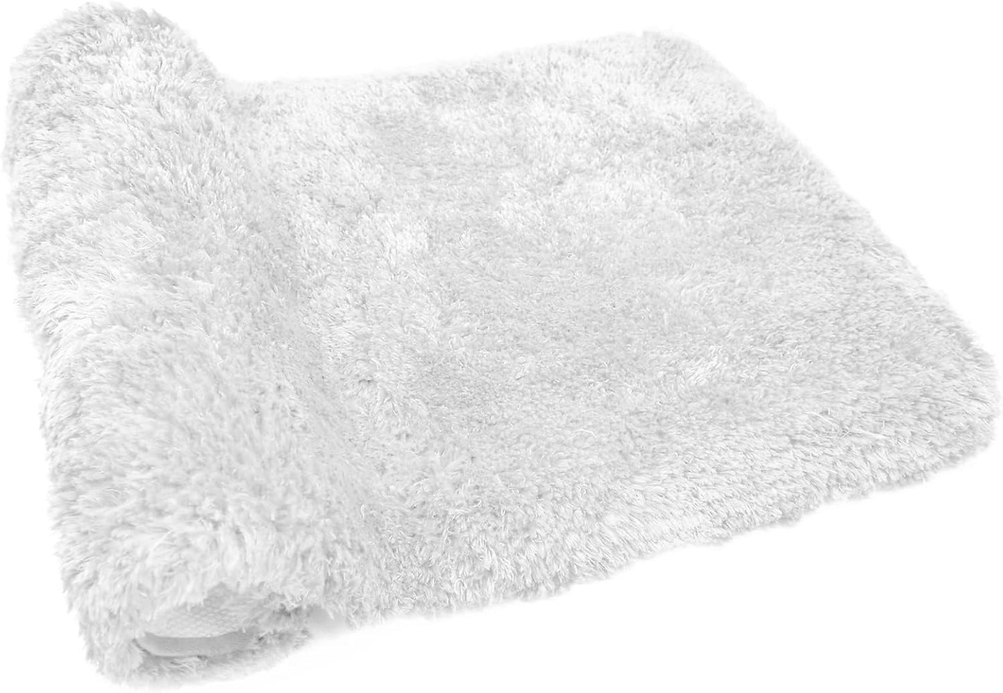 FIFU Bathroom Rugs 17" W x 24" L, Bath Mat for Bathroom, Bedroom, Laundry Room & Kitchen, Non-Slip Rubber Latex Backing, Extra Soft and Absorbent Microfiber Carpet, Machine Washable Rug, White
