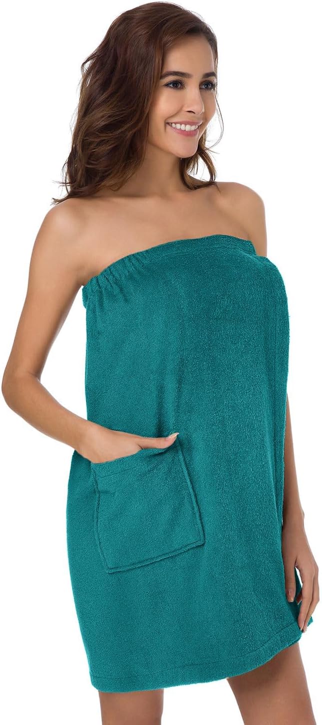 SIORO Women Bath Towel Wrap Robe, Soft Cotton Terry Spa Cloth, Plush Adjustable Closure for Shower, Travel, Pool, Gym