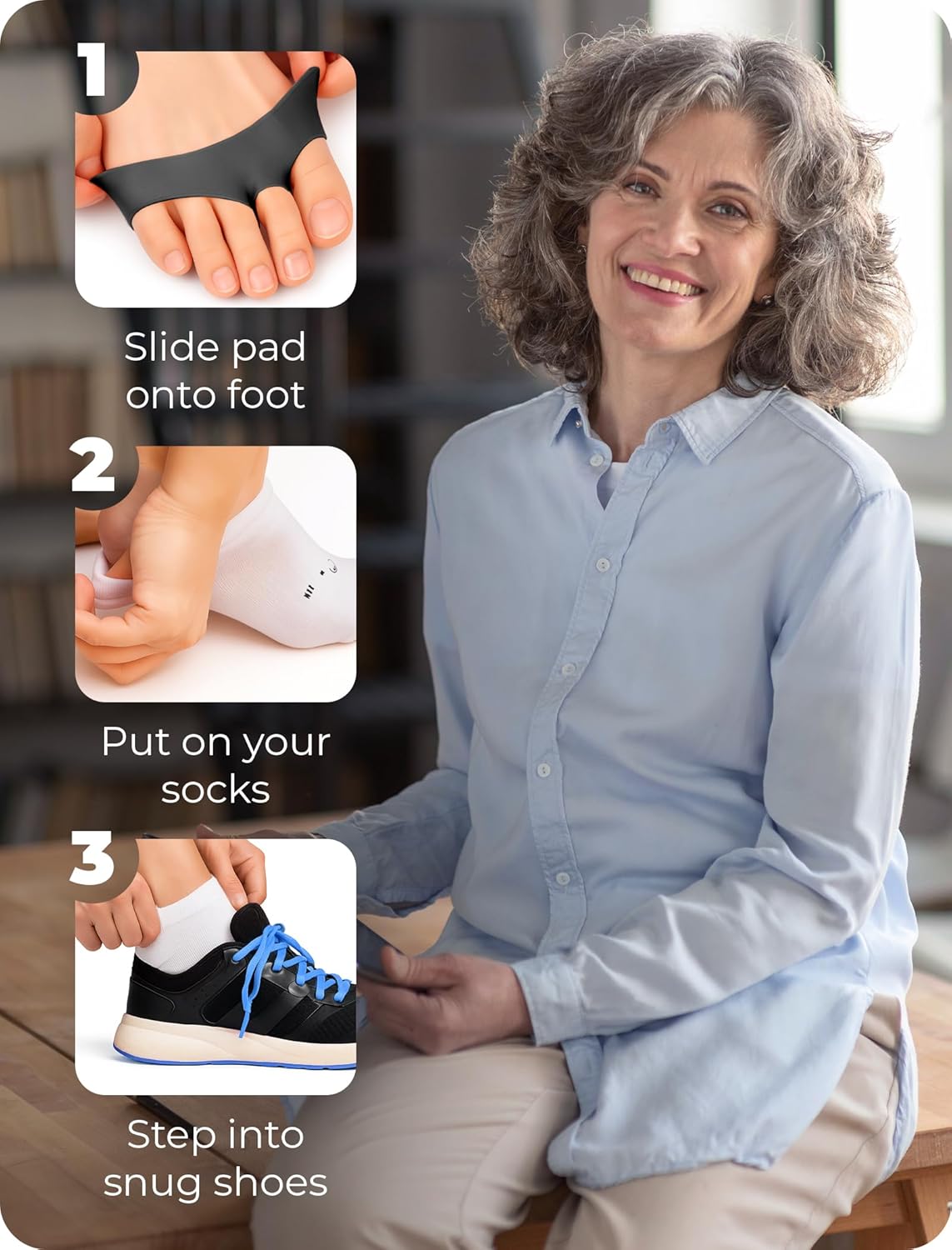 Homergy Metatarsal Foot Pads - Soft Gel Ball of Foot Cushions for Pain Relief, Ultra-Thin Sleeve Design, Stays in Place, Breathable & Reusable - Fits Heels, Flats, Sneakers (4 Pads / 2 Pairs)