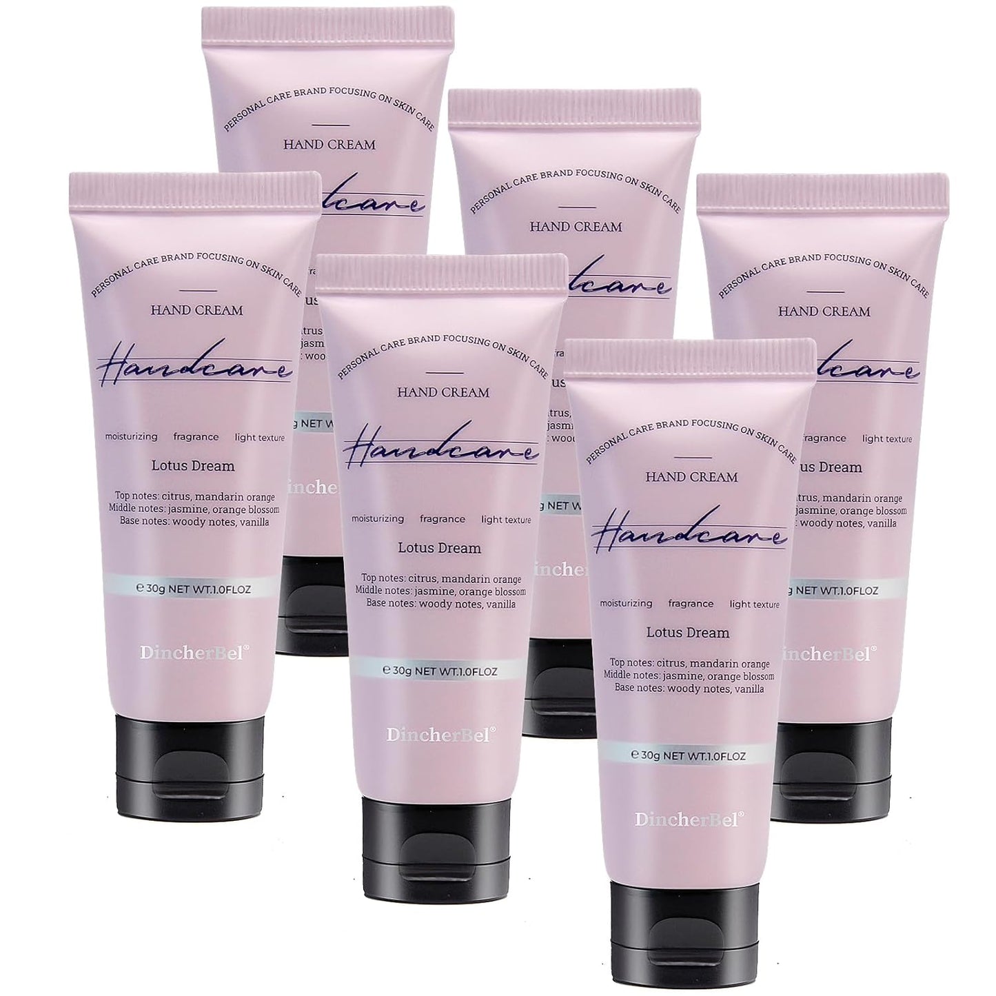 6 Pack Travel Size Hand Cream Set - 1 oz Moisturizing Lotion for Dry Cracked Hands, Lotus Dream Scented Hand Lotion Gift for Women, Nurses, Teachers, Bridesmaids Gifts