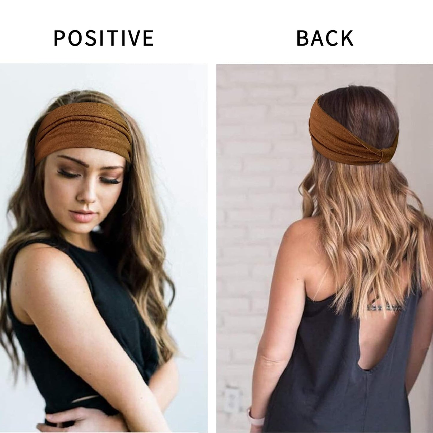 Wide Headbands for Women Knotted No Slip Head Bands Soft Turban Headband Hair Accessories Boho African Solid Color Head Wraps for Women Yoga Workout Pack of 6(Classic)