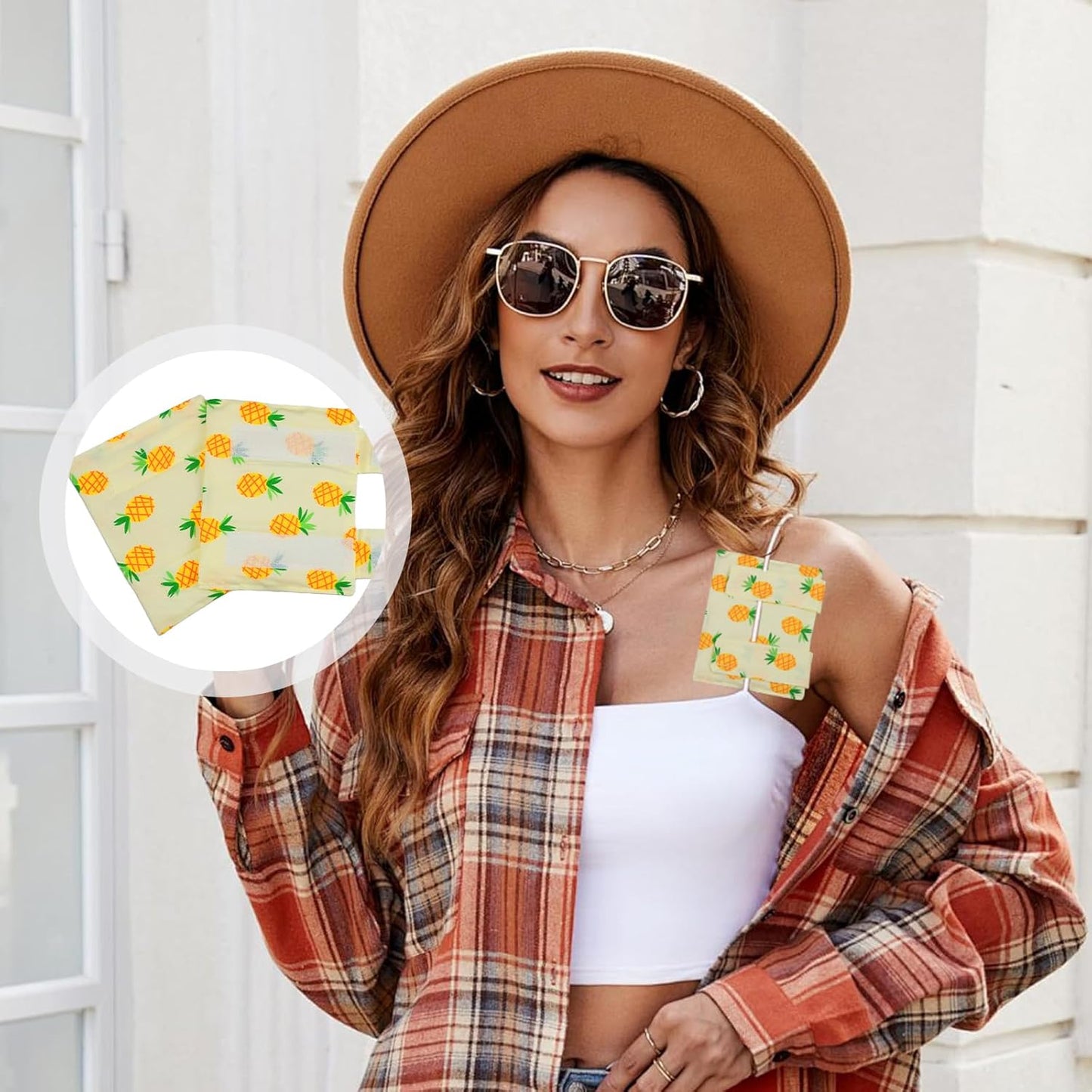 2PCS Chemo Port Pillow and Bra Strap Cushion for Comfort | Soft Recovery Cushion for Pacemaker & Chest Surgery Patients | Adjustable Port Covers for Chemo Patients (Yellow Pineapple)