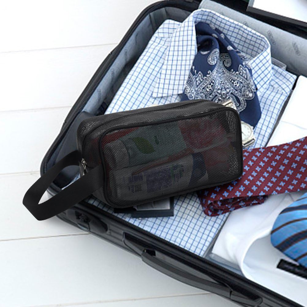 Moyad Mesh Shower Caddy Portable Toiletry Bag College Dorm Room Essentials for Girls Guys Gym Bag Camping Organizer Hanging Bathroom Mesh Bag, Black