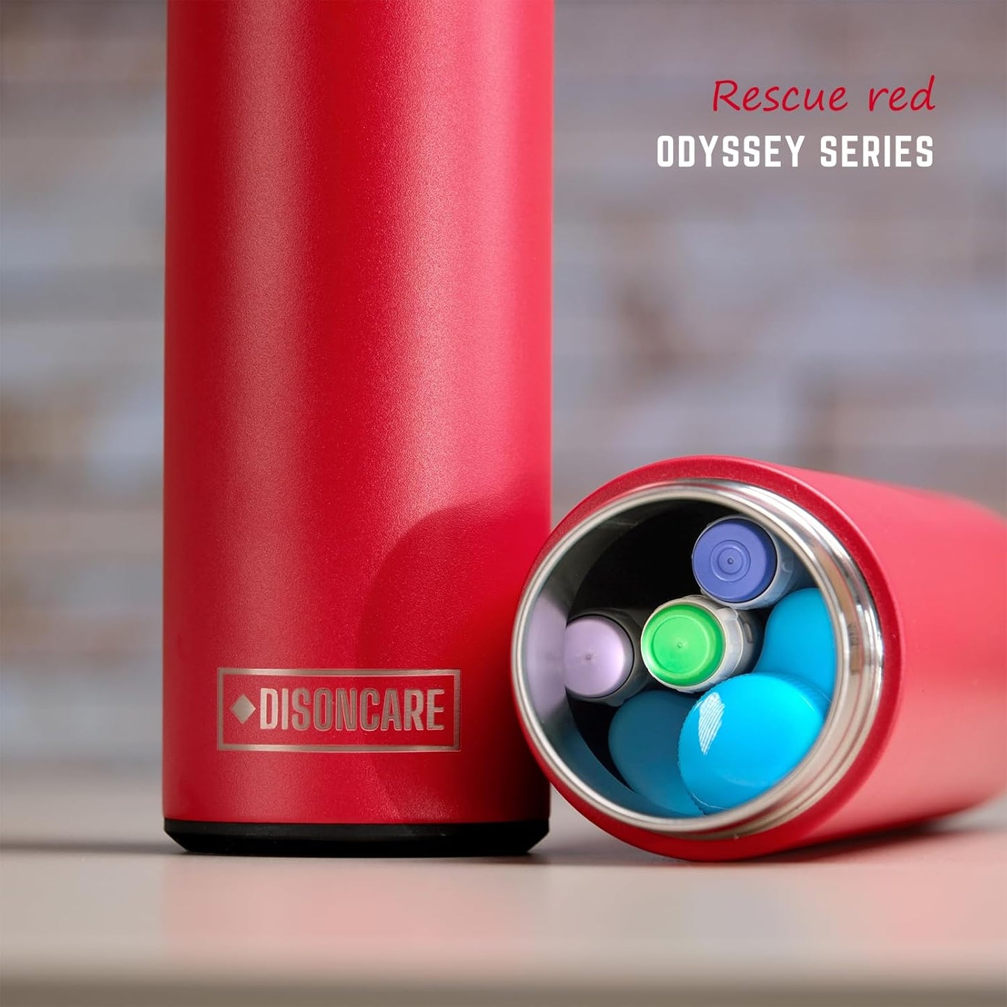 DISONCARE Odyssey 60H 3 Insulin Pens Cooler Travel Case Medication Cooler for Travel TSA Approved Diabetic Insulina EpiPen Carry Case Medicine Bag Ice Pack with Medical Tag(Rescue Red)