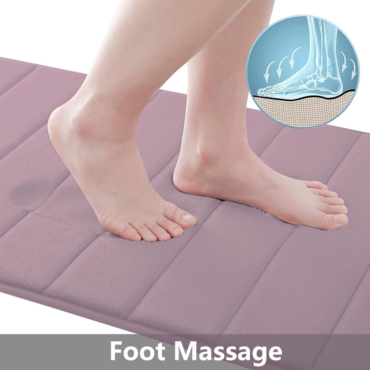 Buganda Memory Foam Bath Mat, 70" x 24", Ultra Soft and Non-Slip Bathroom Rugs, Water Absorbent and Machine Washable Bath Rug Runner for Bathroom, Shower, and Tub, Mauve