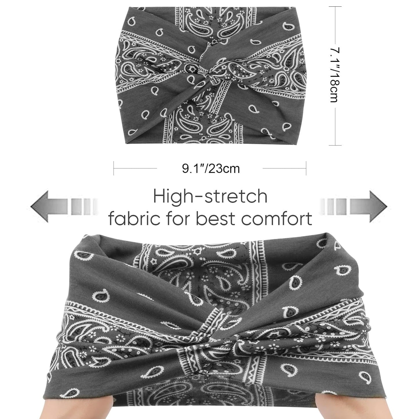 DRESHOW 4 Pack Turban Headbands for Women Wide Vintage Head Wraps Knotted Cute Hair Band Accessories