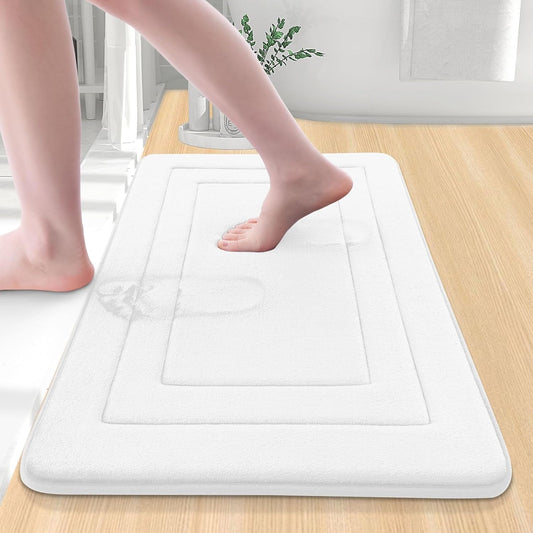 Arotive Memory Foam Bathroom Rug Mat 24x16, Ultra Soft and Absorbent Bath Mat, Machine Wash Dry, Comfortable Bath Rug Carpet for Bathroom Floor, Tub and Shower, Ivory
