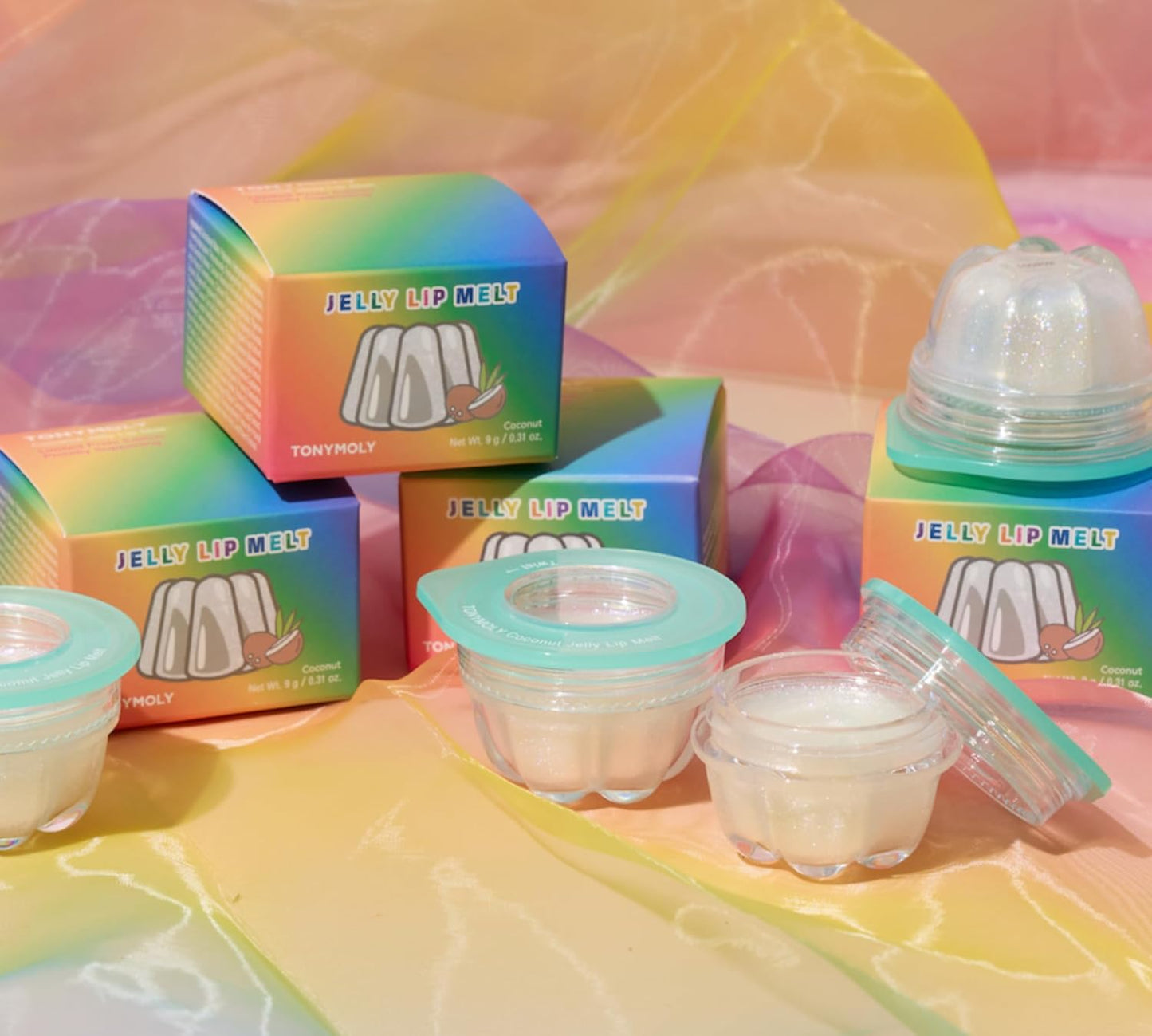 TONYMOLY Jelly Lip Melt Coconut – Limited Edition Hydrating & Moisturizing Lip Balm with Glitter, Nourishing Jelly Formula, Non-Sticky Gloss, 0.31 oz
