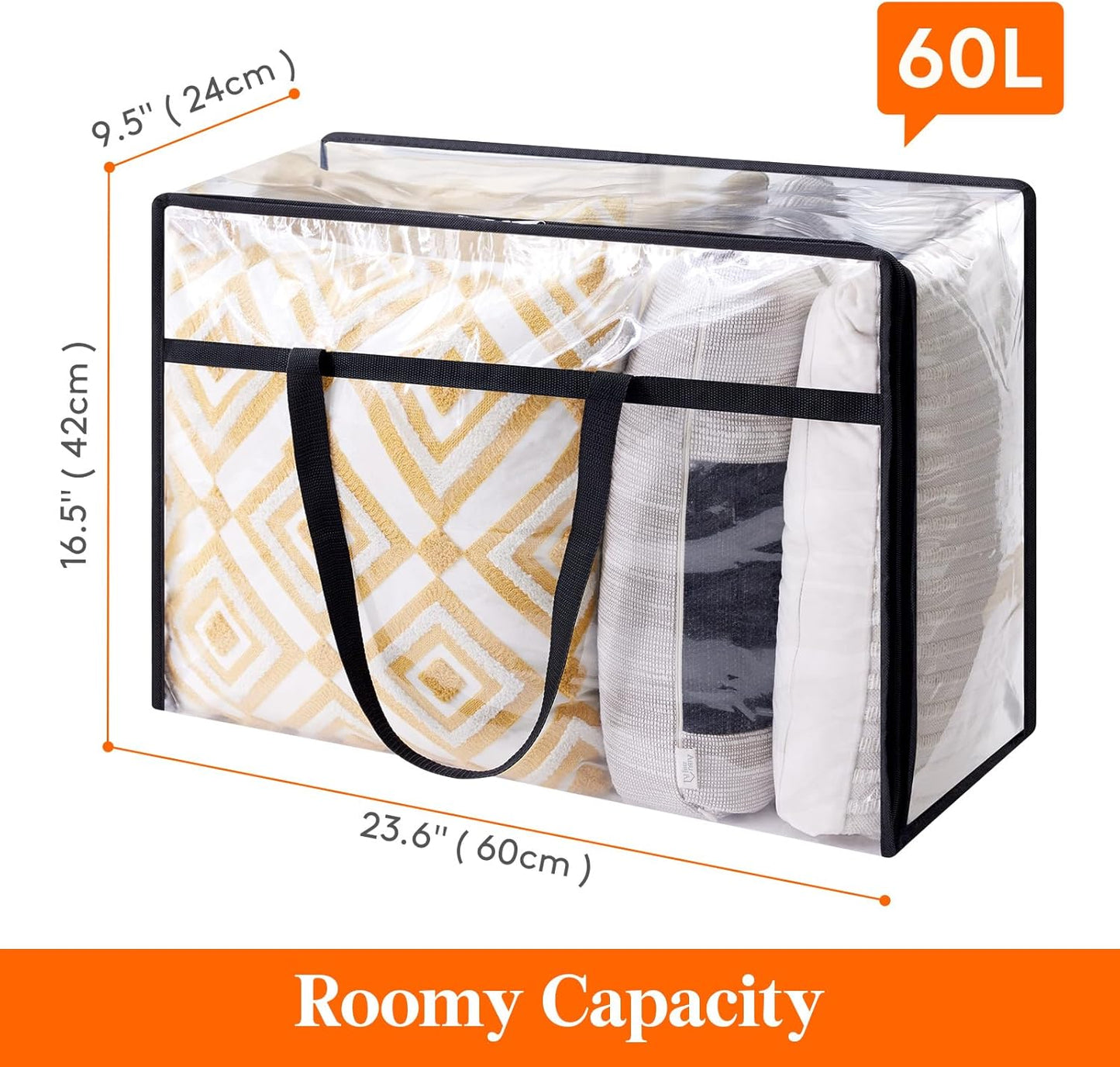 Lifewit 8 Pack Clear Clothes Storage Bags, 60L Plastic Blanket Storage Bag, Vinyl Foldable Moving Bags with Zipper, Closet Organizers and Storage Containers for Bedding, Duvet, Comforter