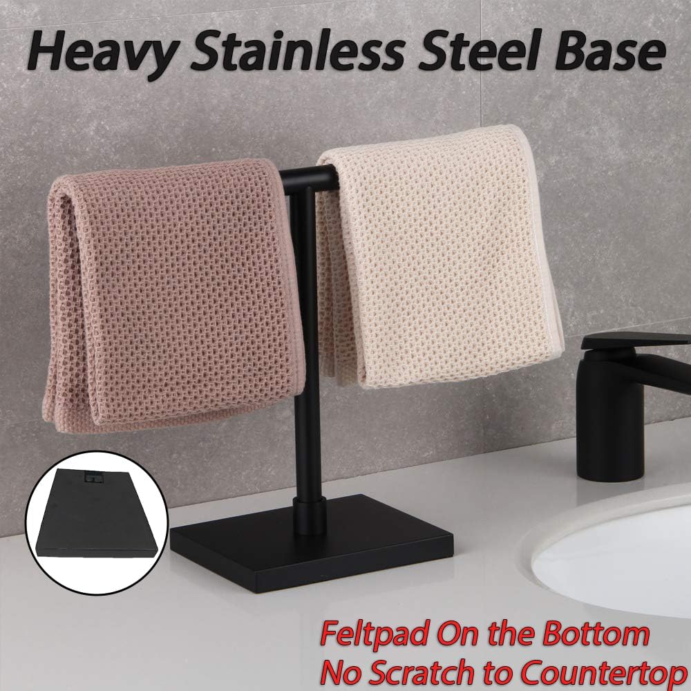 SUS 304 Stainless Steel Hand Towel Holder Standing Tree Rack for Bathroom Vanities Countertop, Matte Black DZY011-BK