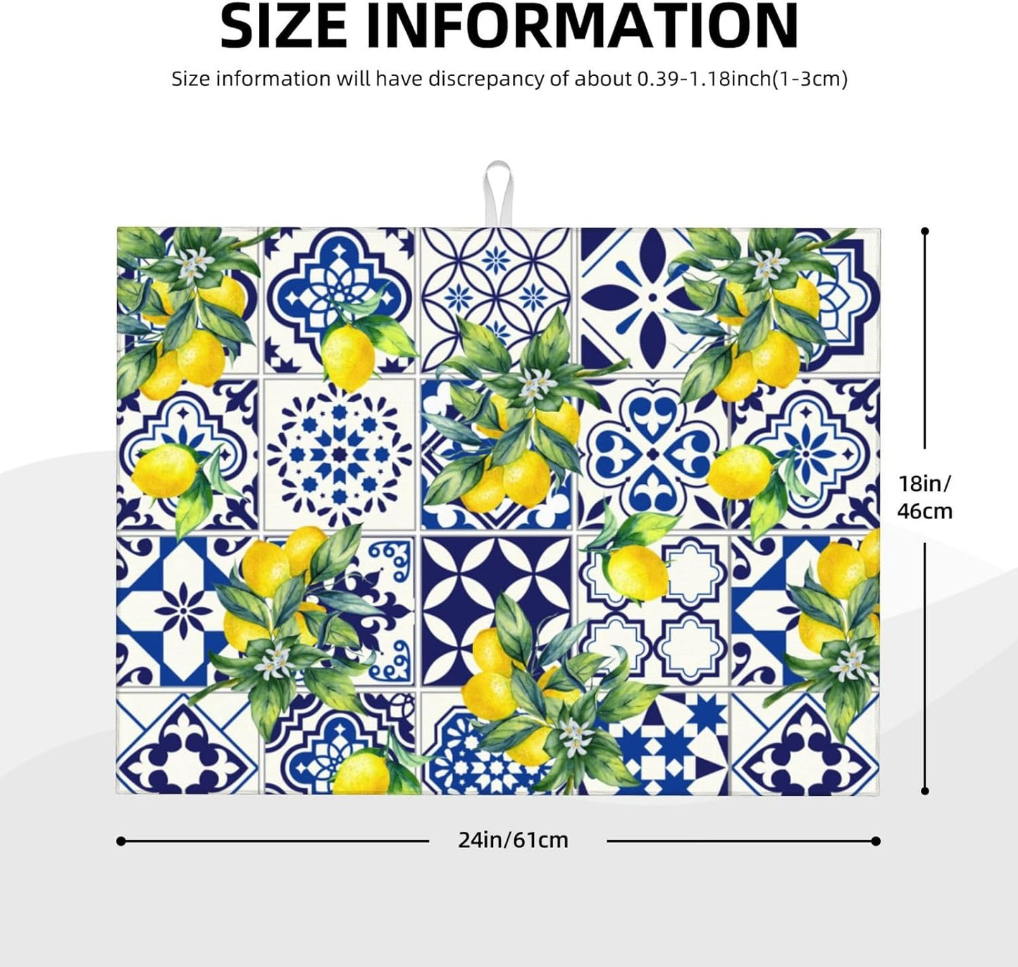 Lemon Mexican Tilt Dish Drying Mat For Kitchen Counter Absorbent Large Kitchen Fast Dry Pad Reusable Washable Protector Rack Large Mat 18 X 24