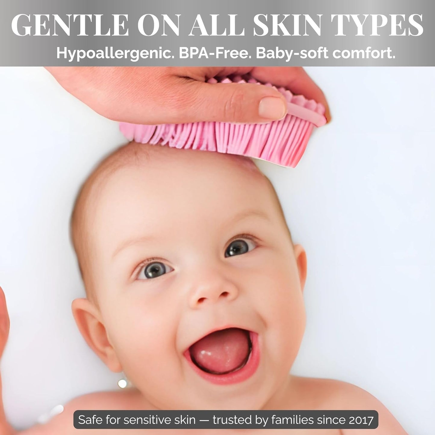 Avilana Silicone Body Scrubber - Food Grade & Lab Tested, Gentle Exfoliating Shower Brush for All Skin Types, Hygienic Quick-Dry Loofah Alternative (Green, Massage-Silver)