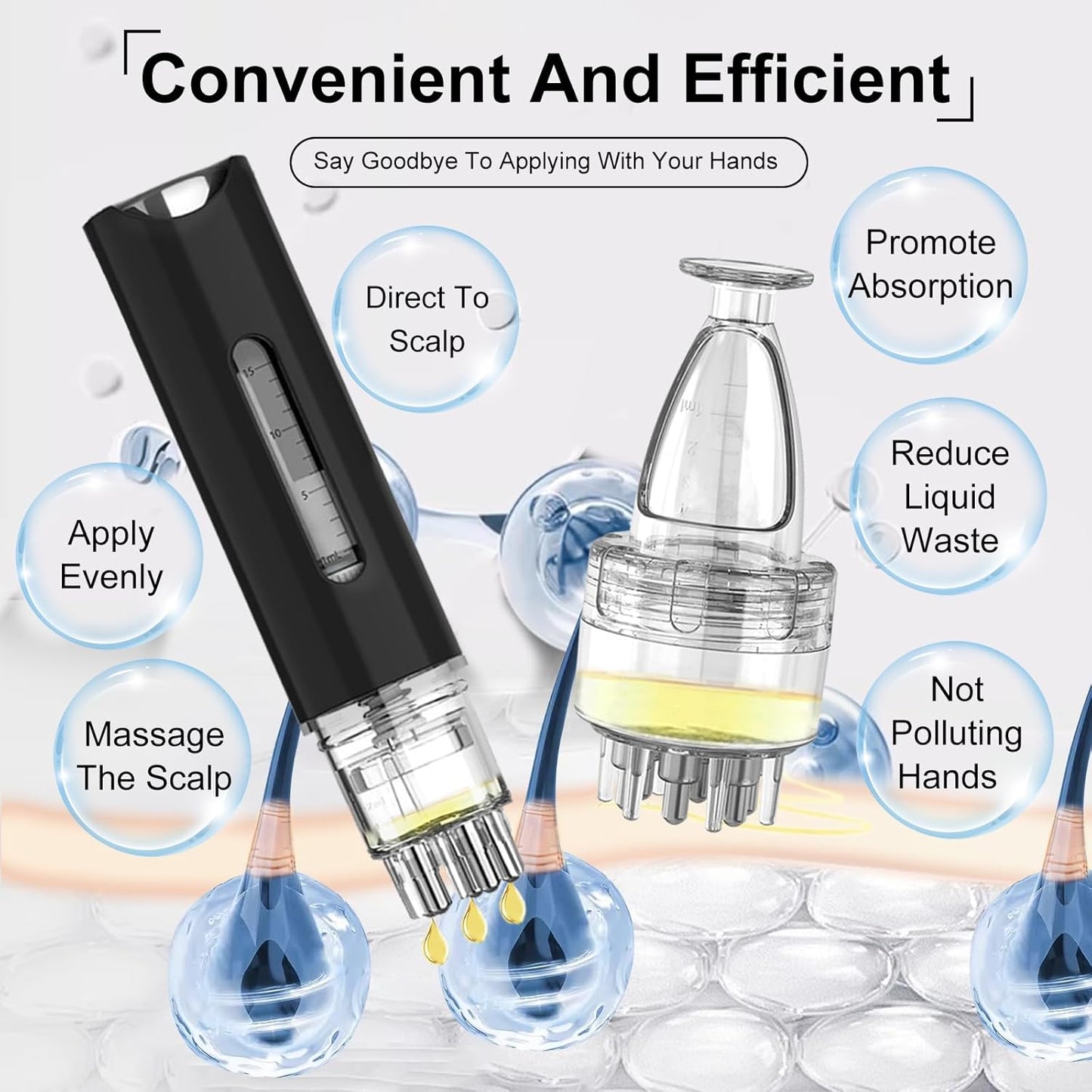 Minoxidil Applicator Comb,2Pcs Scalp Applicator Comb Set,Minoxidil Serum Liquid Massager To Promote Hair Growth,Roller Ball Scalp Massage Comb（Black）