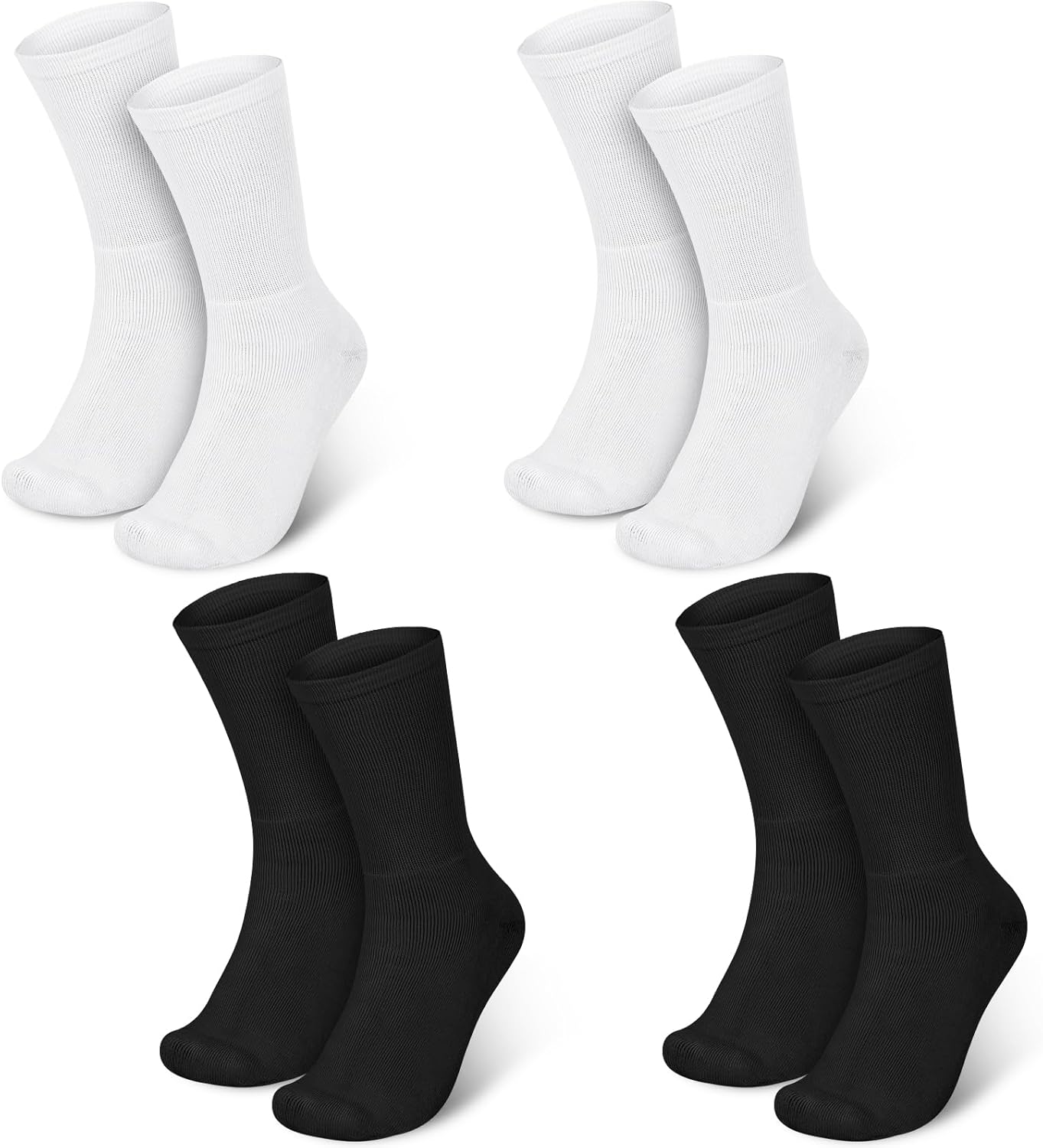 4 Pairs Cotton Soft Eczema Socks White and Black Hydrating Moisturizing Therapy Cotton Socks Eczema Relief for Adult Wet Wrap Non Itch Soft Feet Treatment