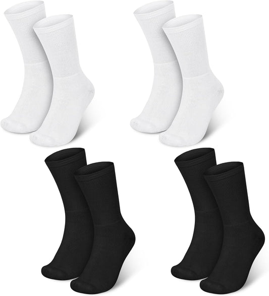 4 Pairs Cotton Soft Eczema Socks White and Black Hydrating Moisturizing Therapy Cotton Socks Eczema Relief for Adult Wet Wrap Non Itch Soft Feet Treatment
